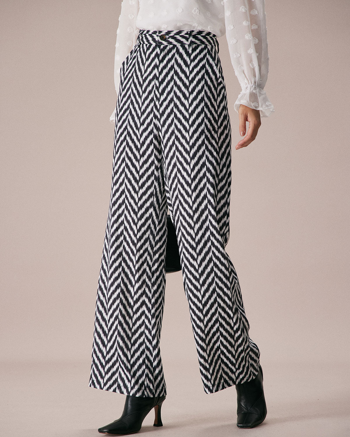 The Grey Wave Pattern Button Straight Pants Extremely Cheap Pice