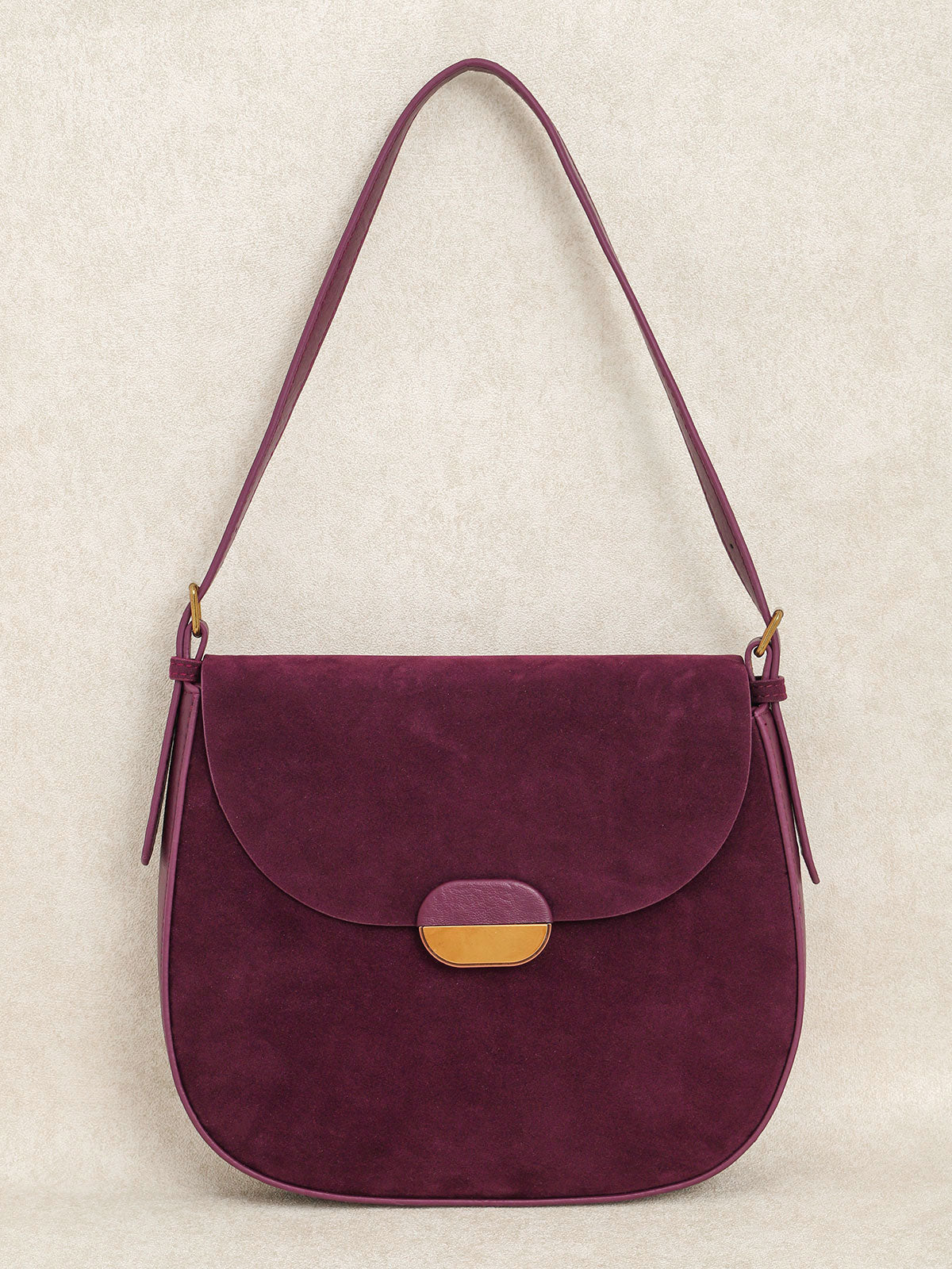 Wine Red Suede Shoulder Bag Free Shipping Popular