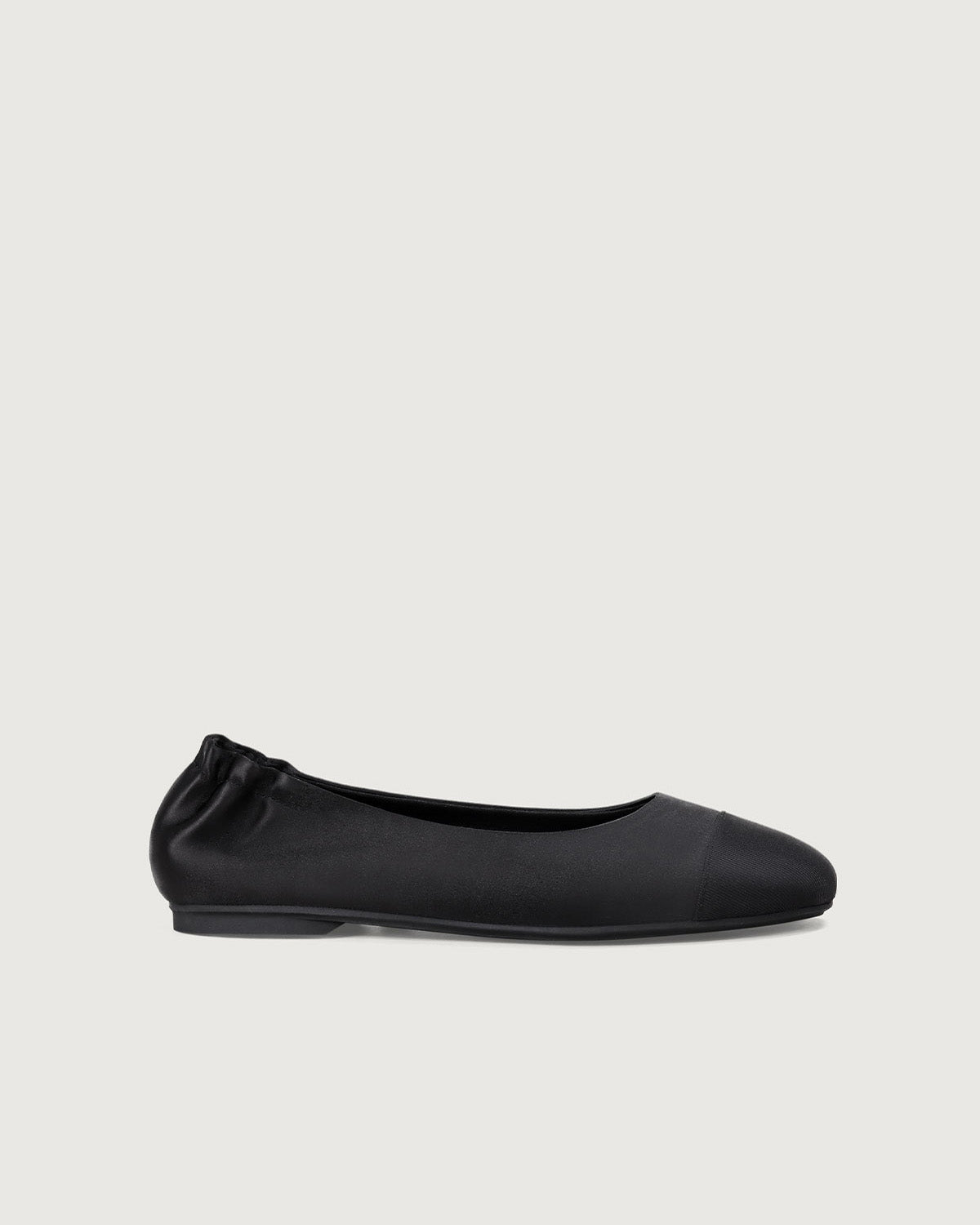 Enfiis Black Satin Square Toe Ballet Flats Online Cheap Quality