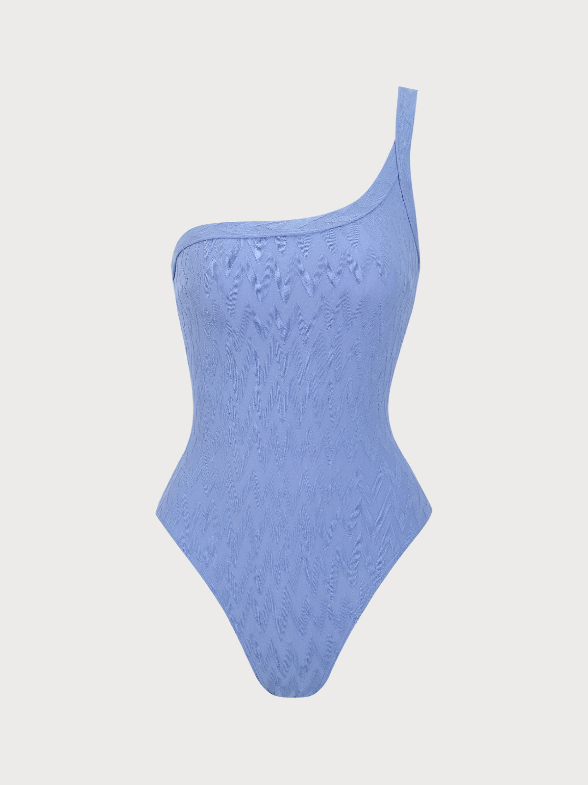 Blue Textured One-Shoulder One-Piece Swimsuit Buy Cheap Visit