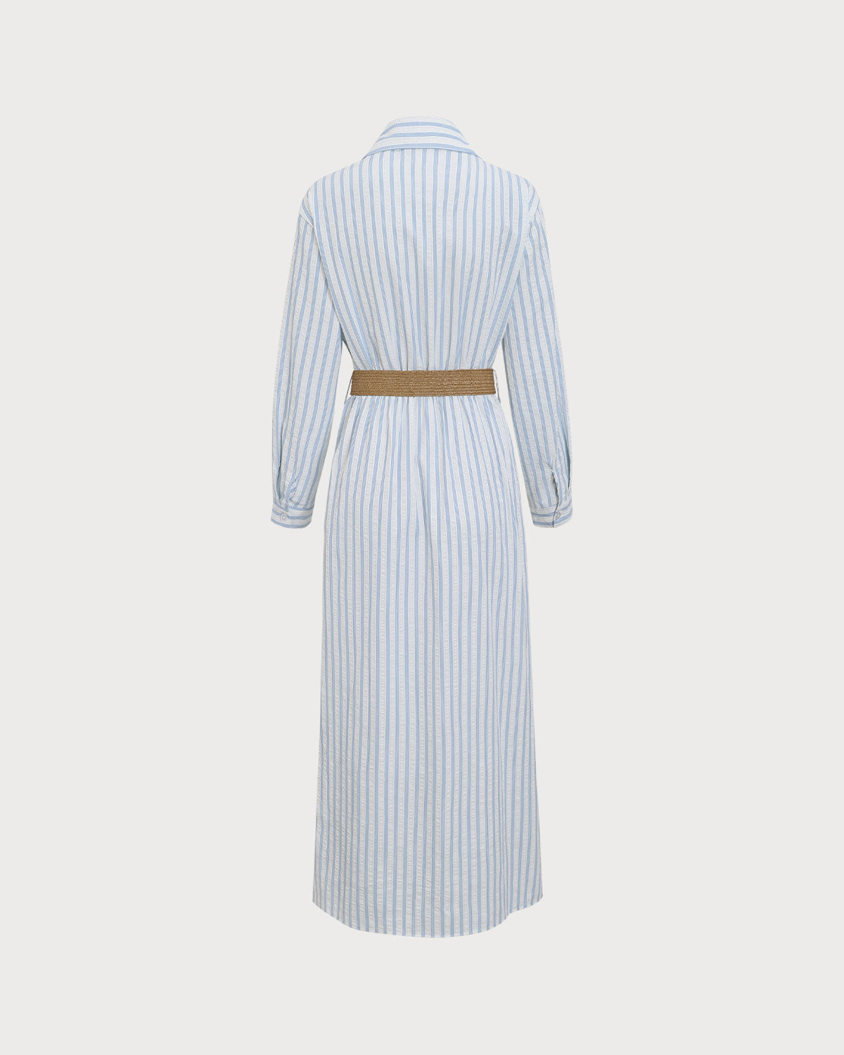 Blue Striped Belted Midi Dress Free Shipping Pay With Visa