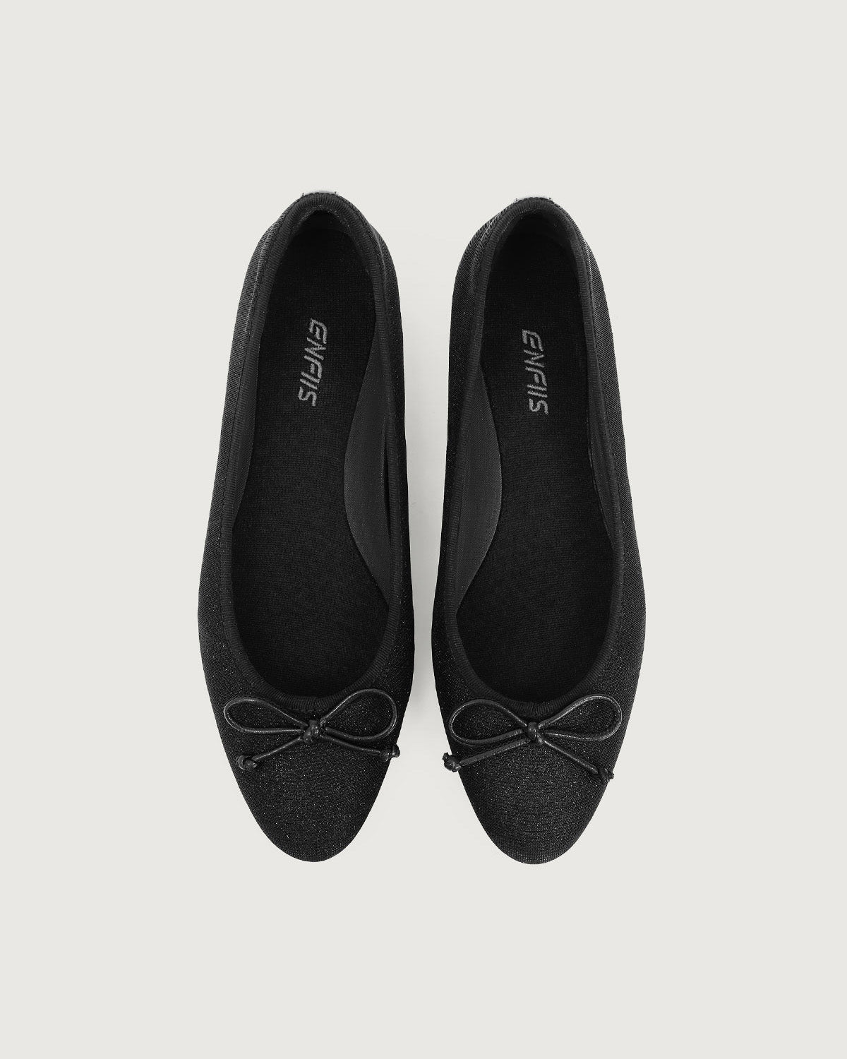 Enfiis Black Glitter Ballet Flats. Clearance Affordable