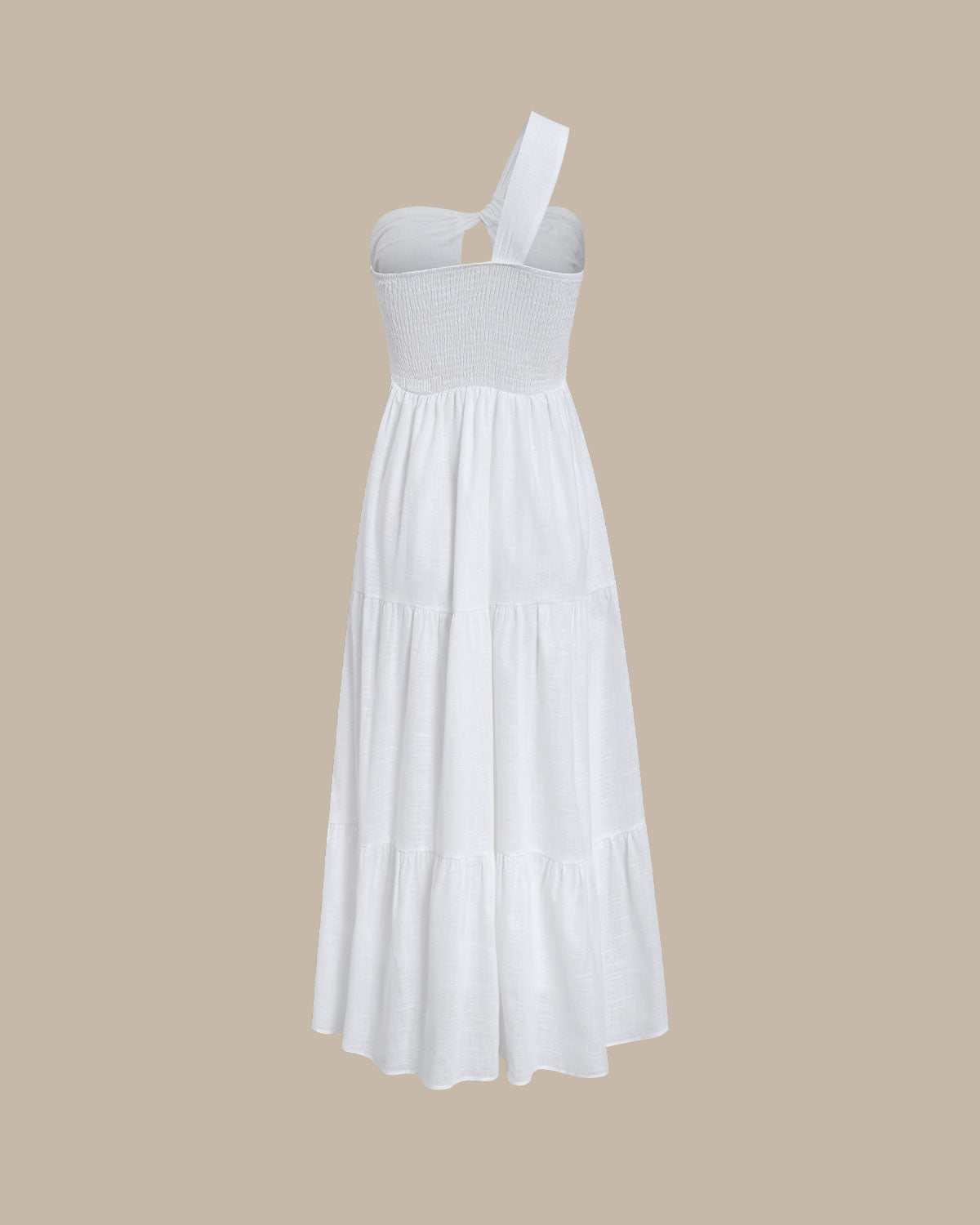 White Ruched One Shoulder Midi Dress On Hot Sale