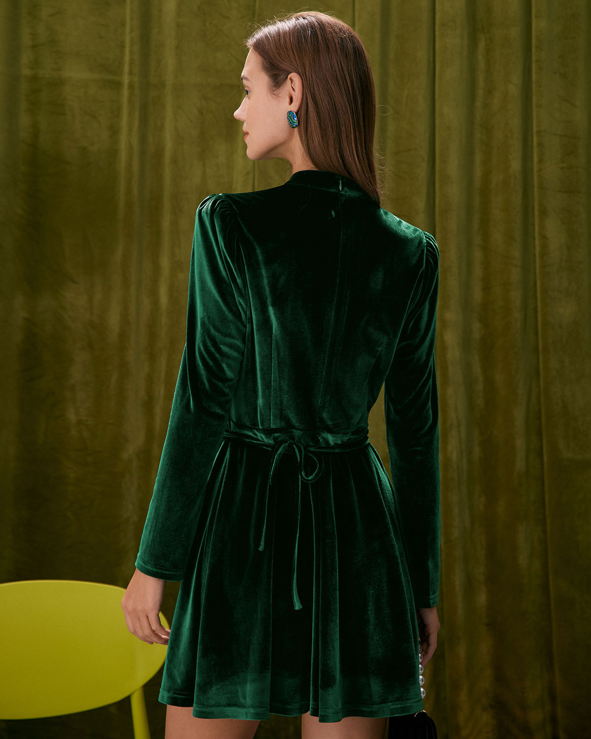 The Green Stand Cut Out Velvet Mini Dress Wiki Cheap Online