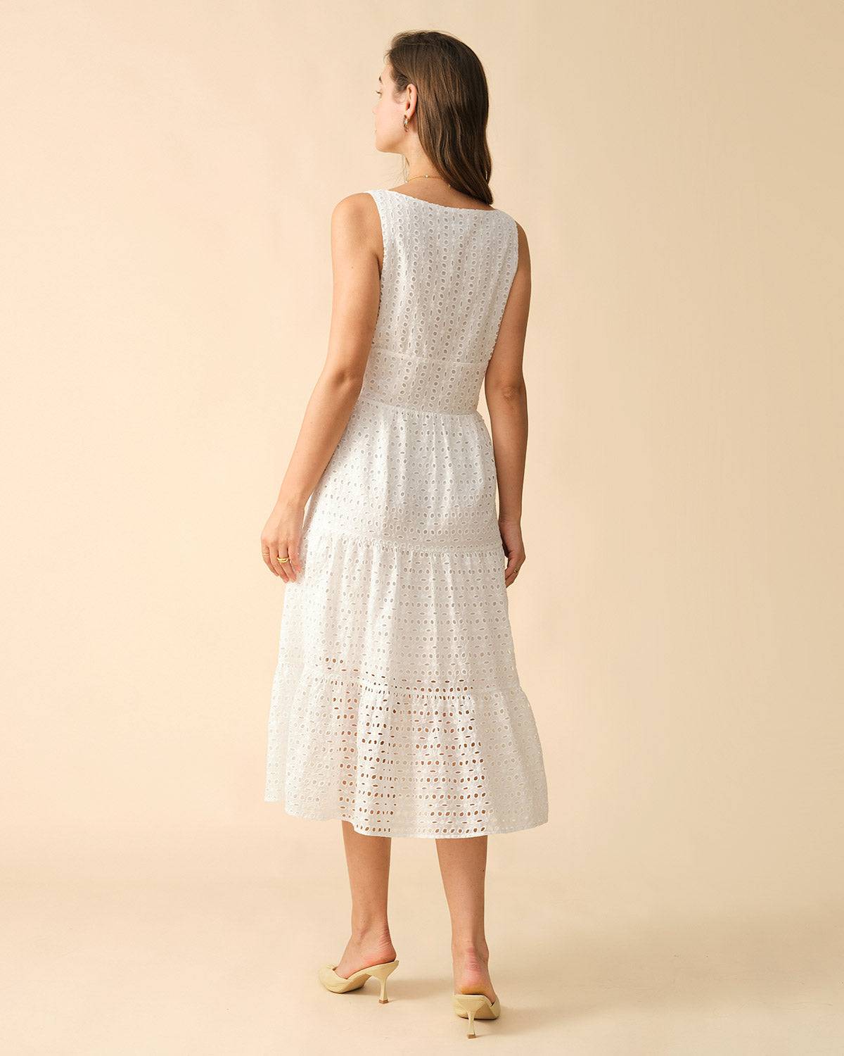 The Square Neck Tiered Hem Midi Dress Clearance Online Online