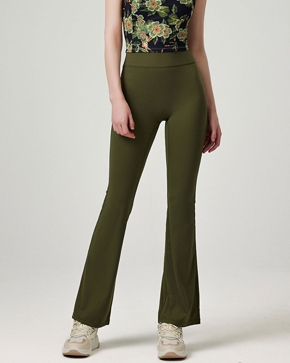 Green Natural Waisted Sleek Leggings Outlet Cheap