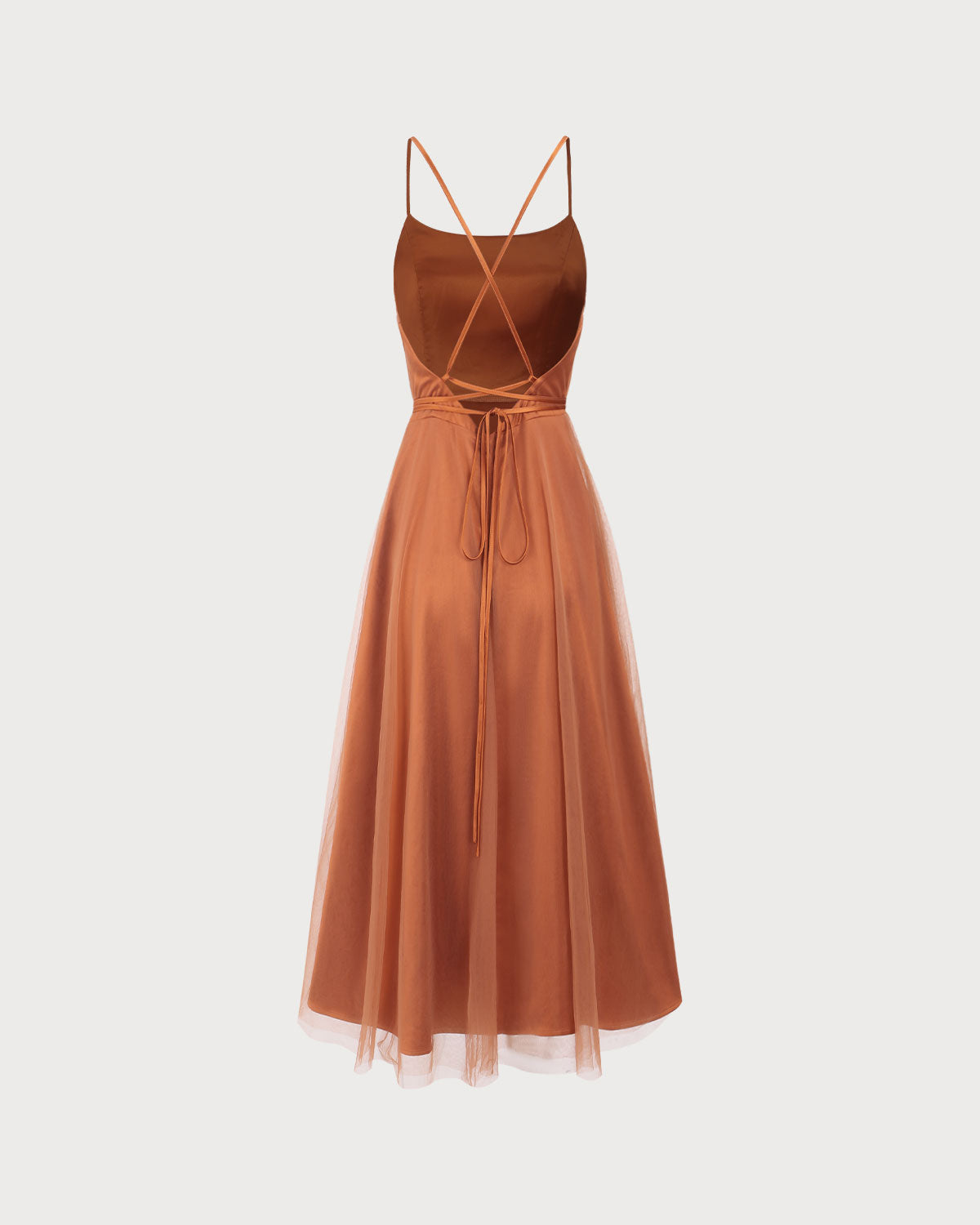 Caramel Mesh Flowy Slip Midi Dress Fashion Style Cheap Online