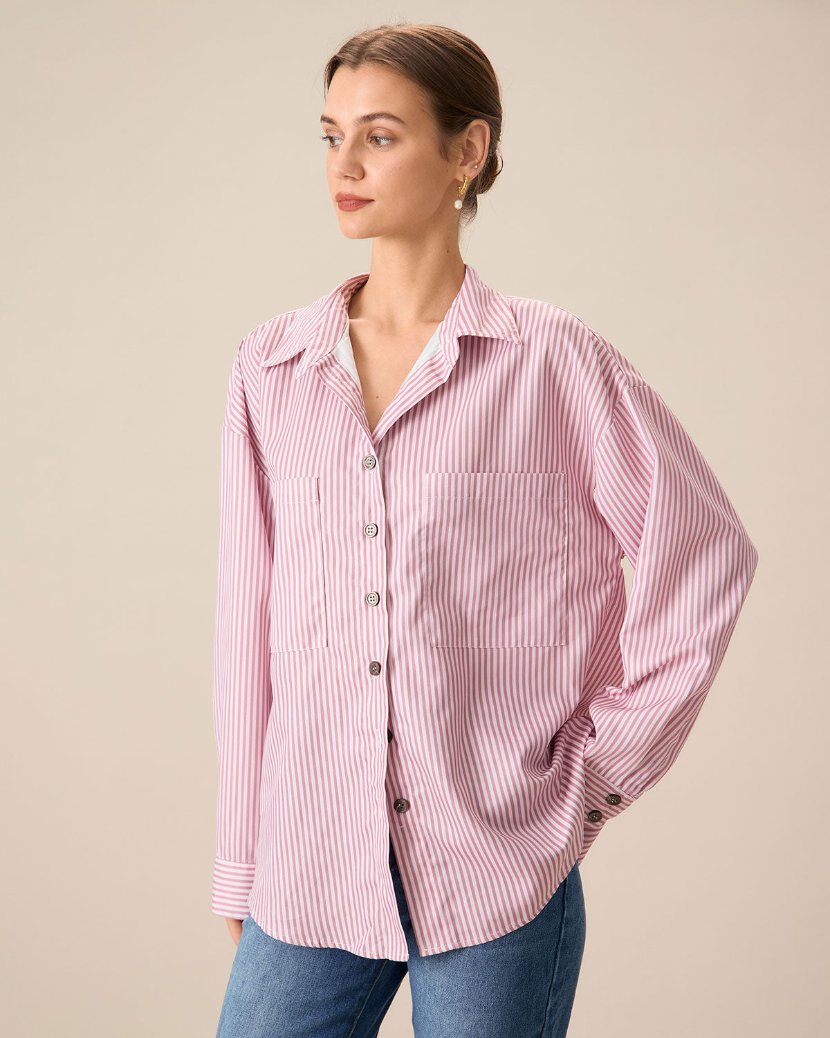 Pink Striped Pocket Shirt Get Authentic Cheap Online