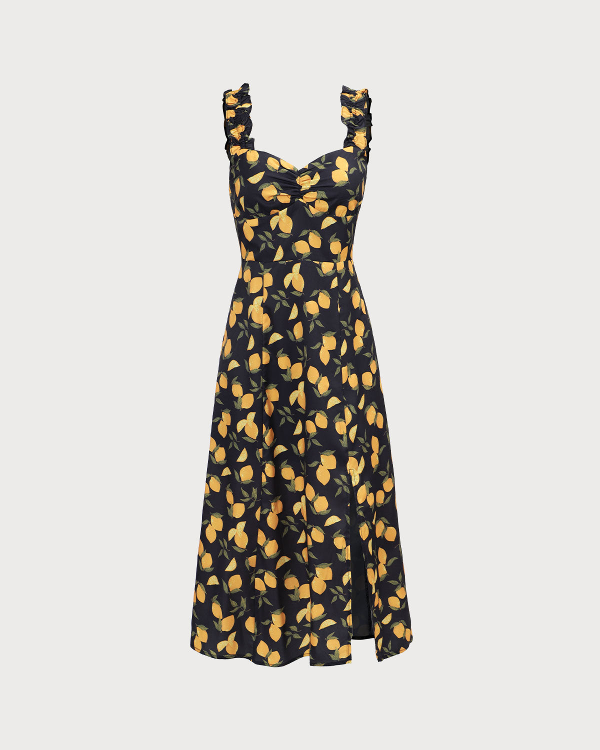 The Black Sweetheart Neck Lemon Midi Dress Clearance Newest