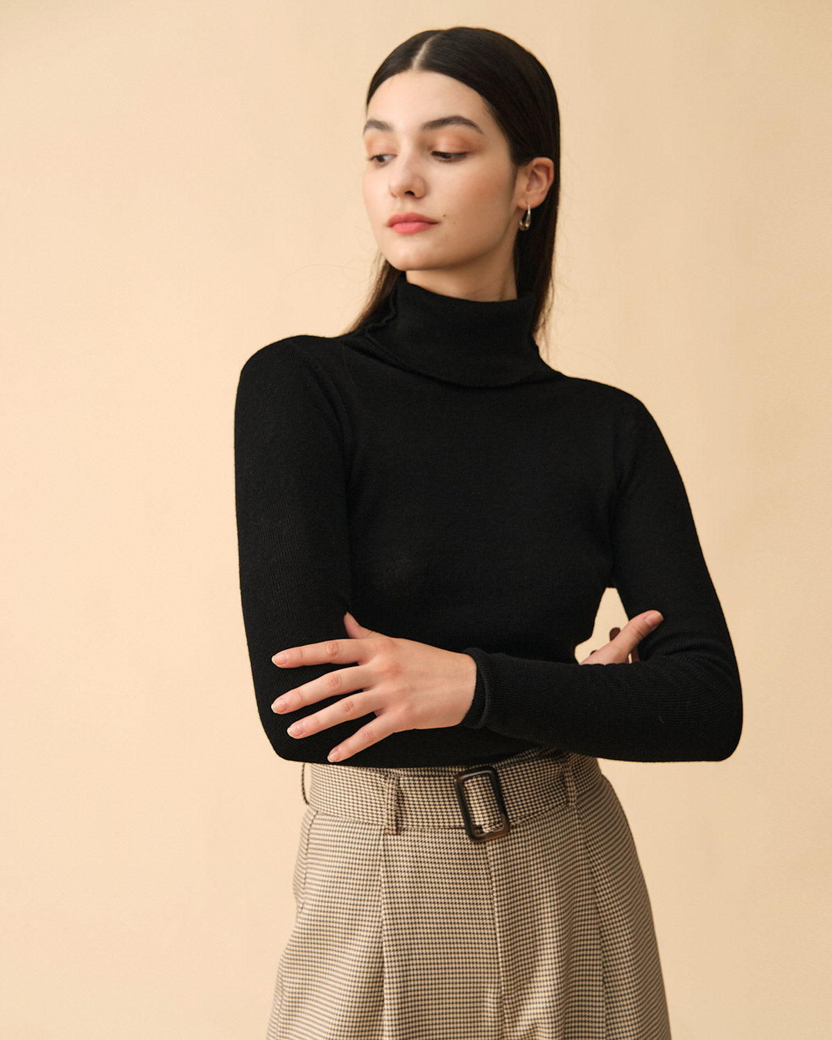 The Solid Turtleneck Ribbed Sweater Countdown Package Cheap Pice