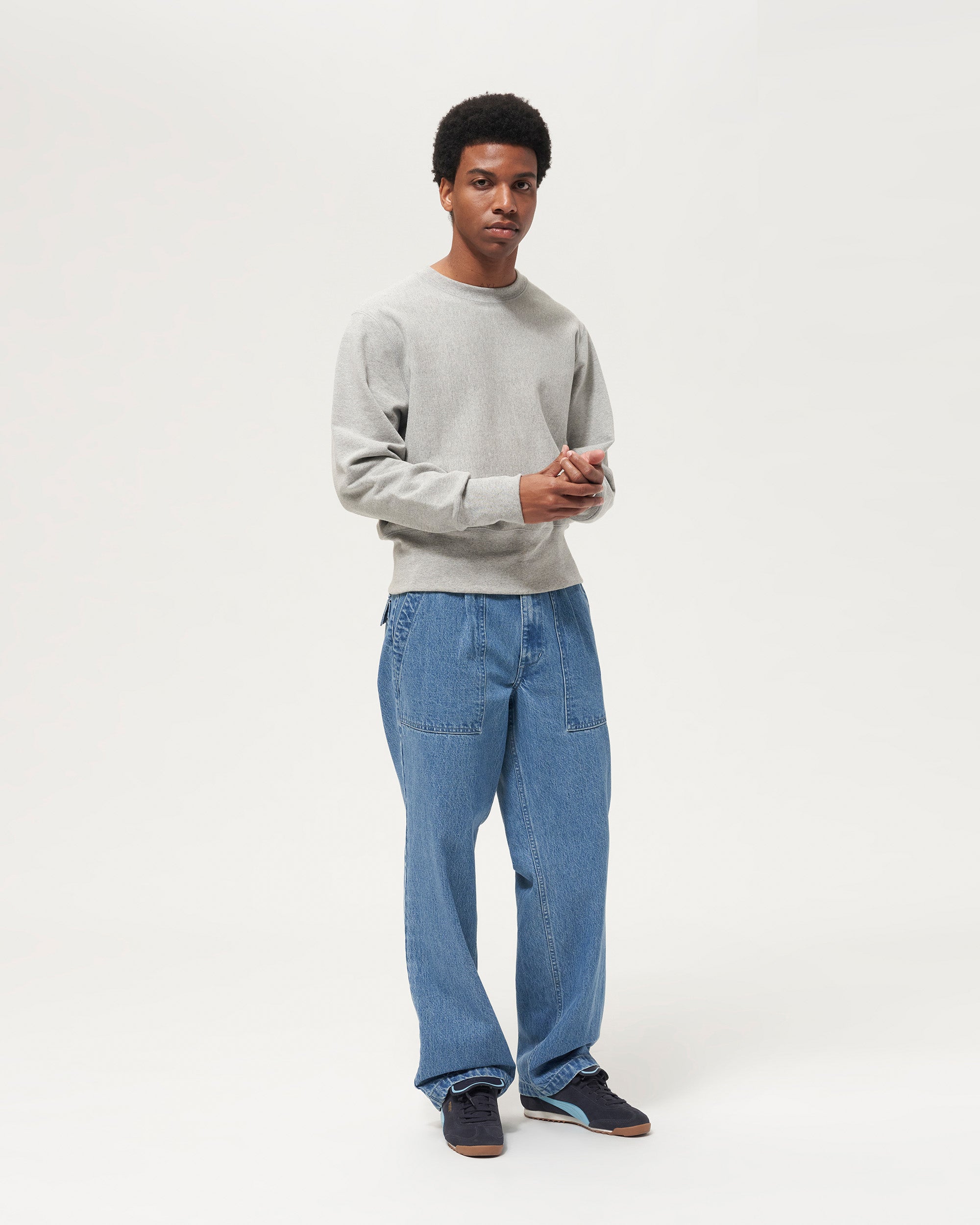 Denim Pleated Fatigue Pants For Nice