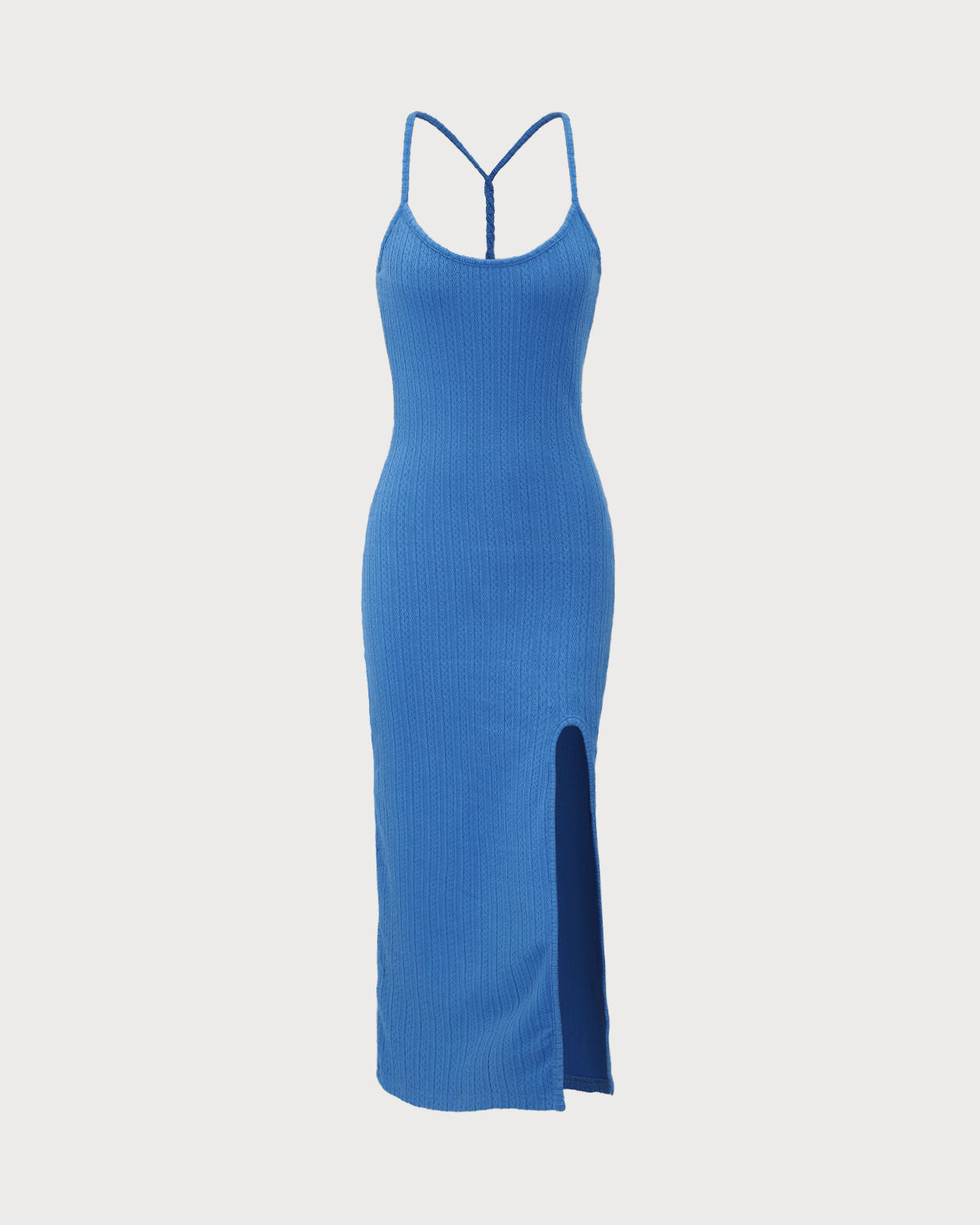 Blue Knit Backless Slit Maxi Dress Visit Cheap Pice