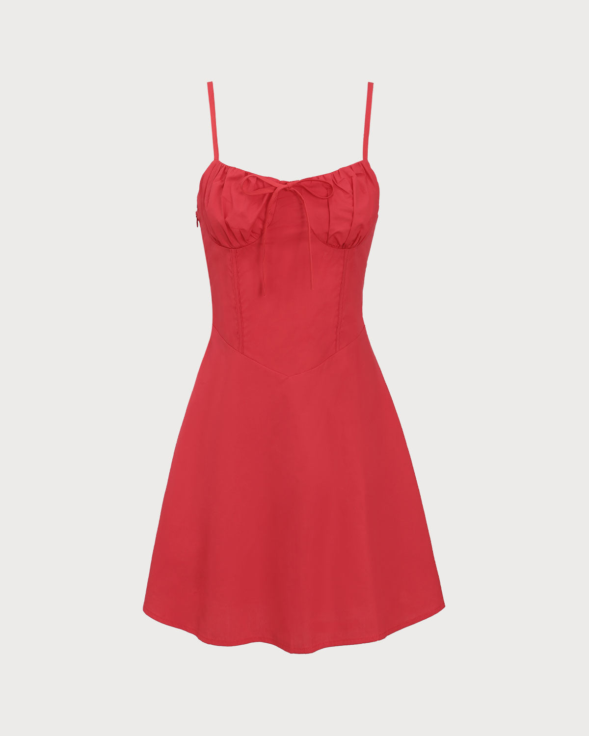 Red Ruched Slip Mini Dress 2025 New