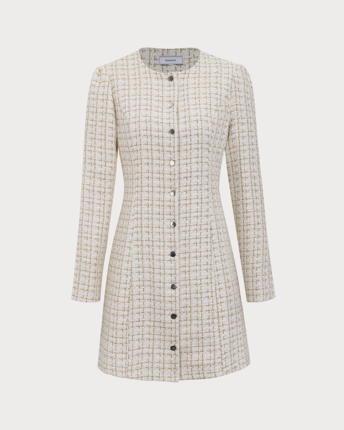 White Square Neck Tweed Mini Dress Buy Cheap Footlocker Finishline