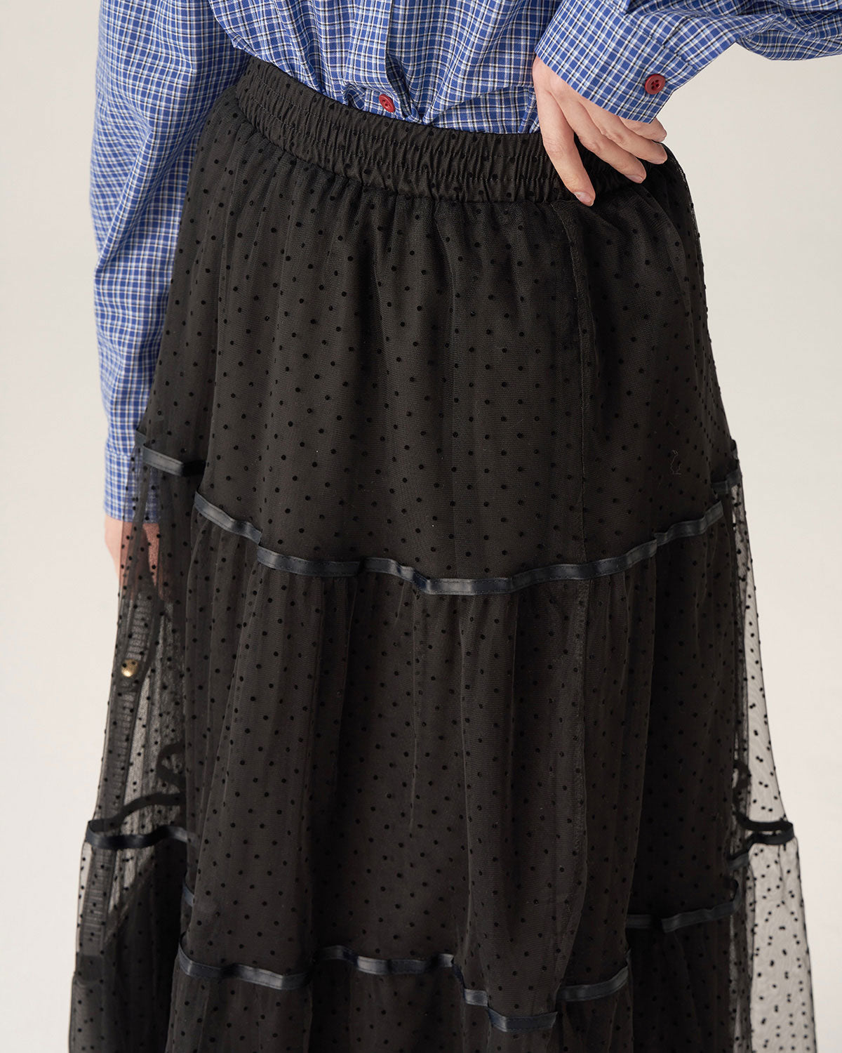 Black Mesh Tiered Midi Skirt Sale Huge Surprise