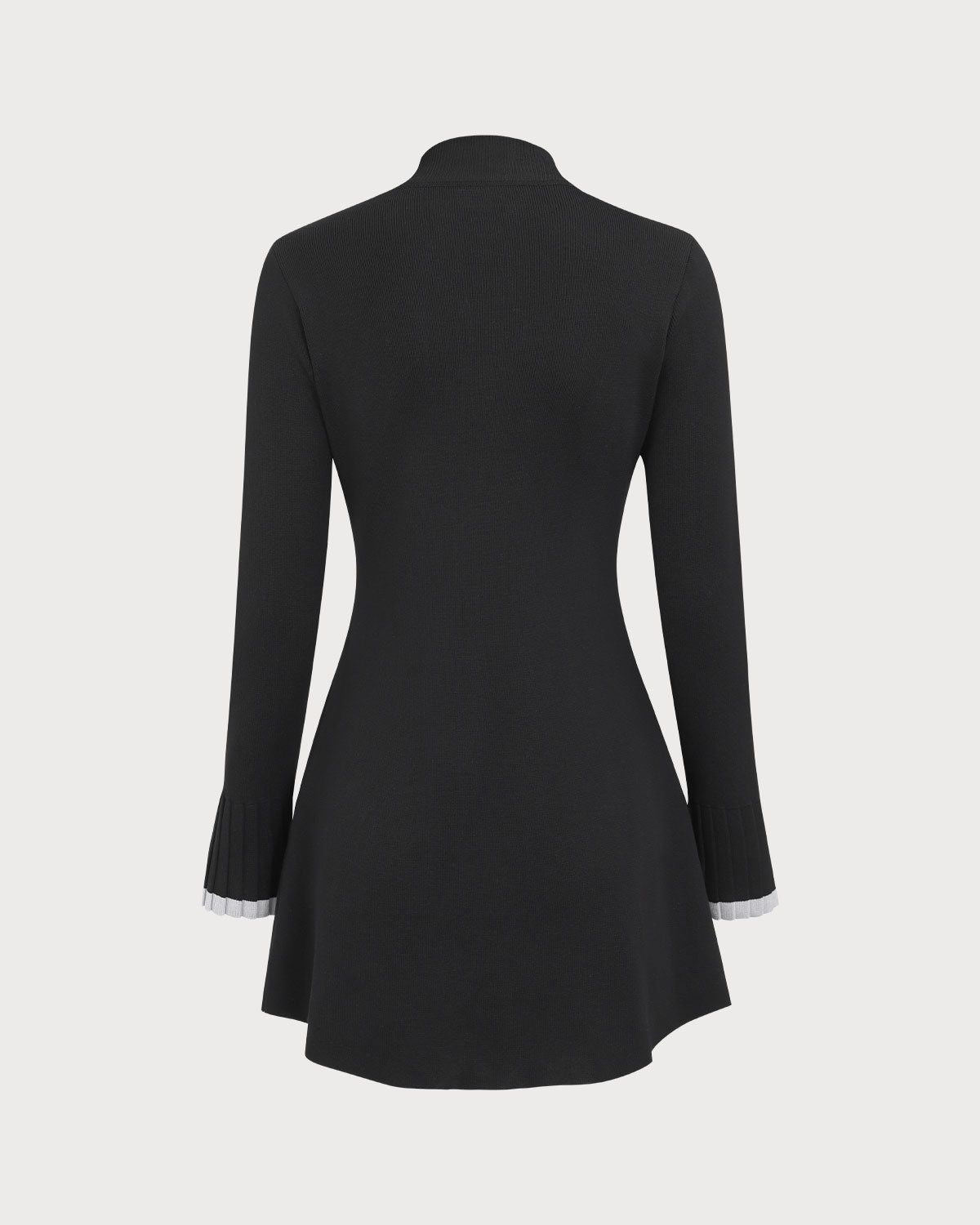 Black Contrasting Long Sleeve Sweater Mini Dress Big Discount Online