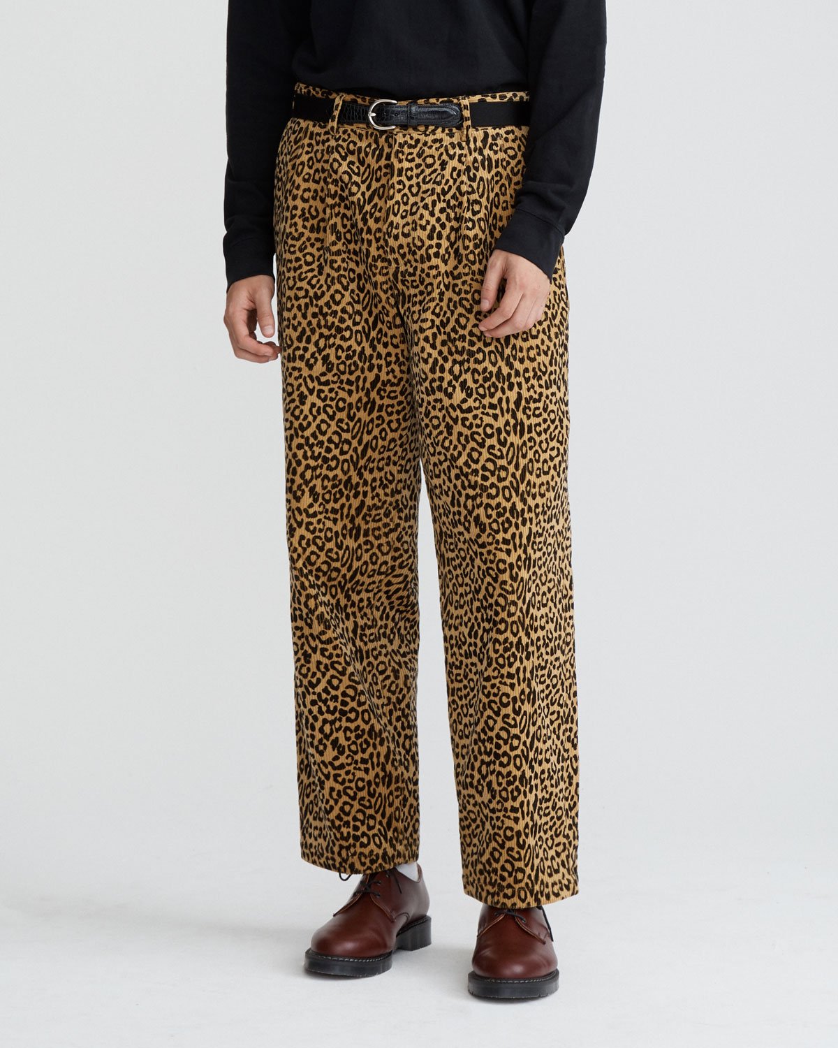 Leopard Double-Pleat Corduroy Trousers Buy Cheap Excellent