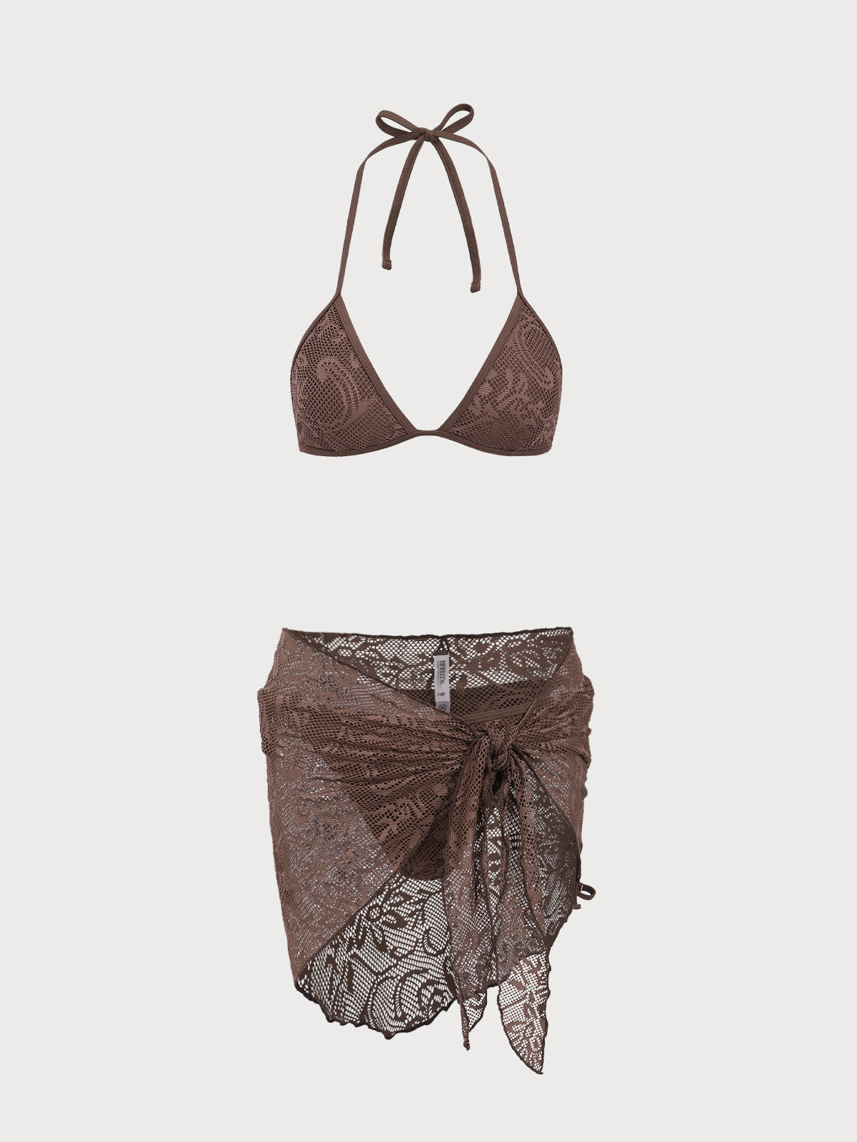 Brown Mesh Bikini Three Piece Suit Cheap Best Pices