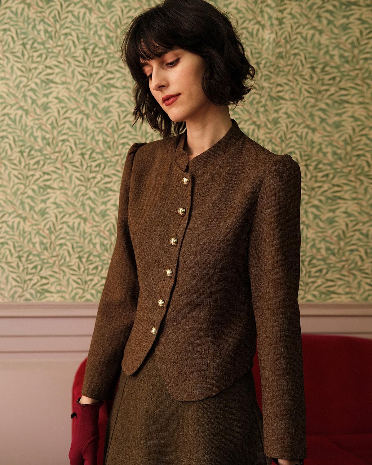 The Solid Retro Single-breasted Tweed Jacket 100% Original Cheap Pice