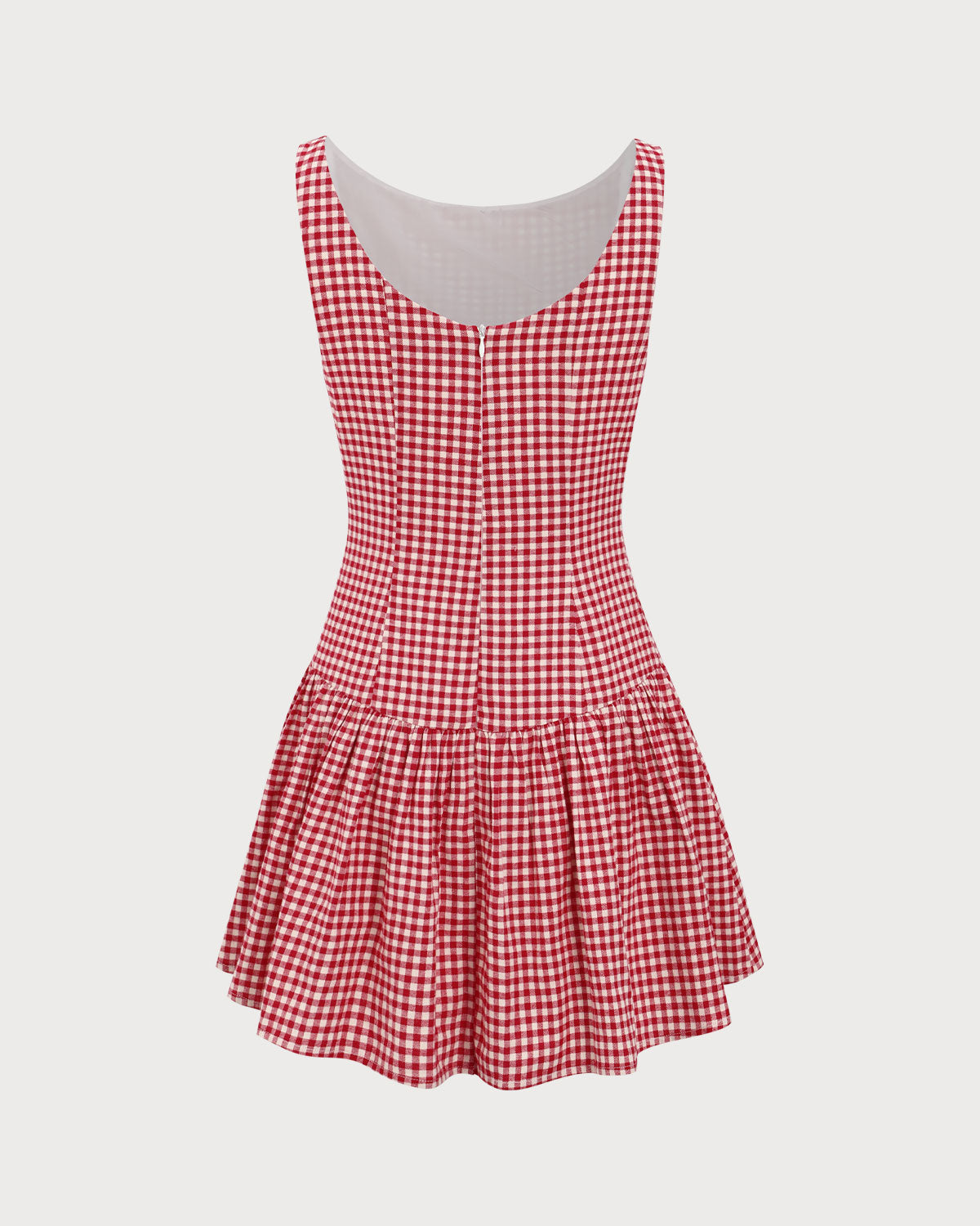 Red Plaid Boat Neck Mini Dress Footlocker For Sale