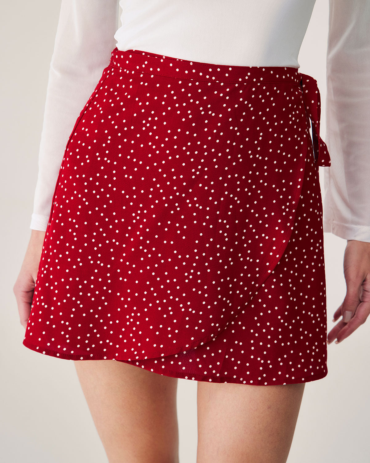 Red Polka Dot Wrap Mini Skirt Quality Free Shipping For Sale