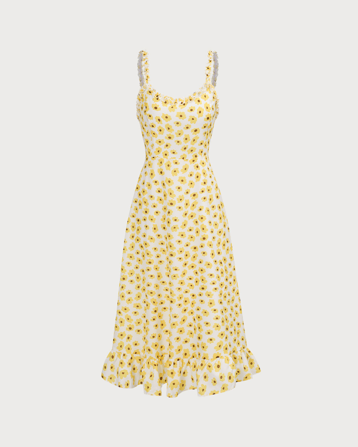 The Yellow Daisy Ruffle Slip Midi Dress Free Shipping Reliable