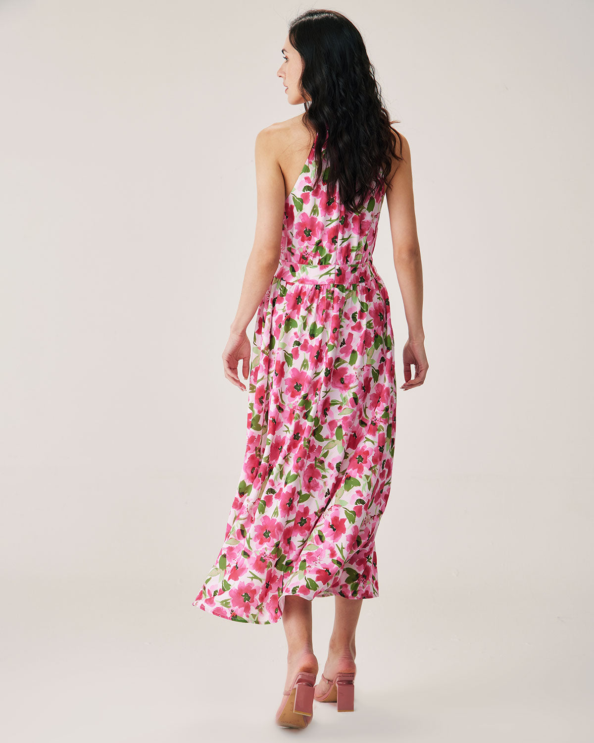 Pink Floral Midi Dress Cheap Sale From China