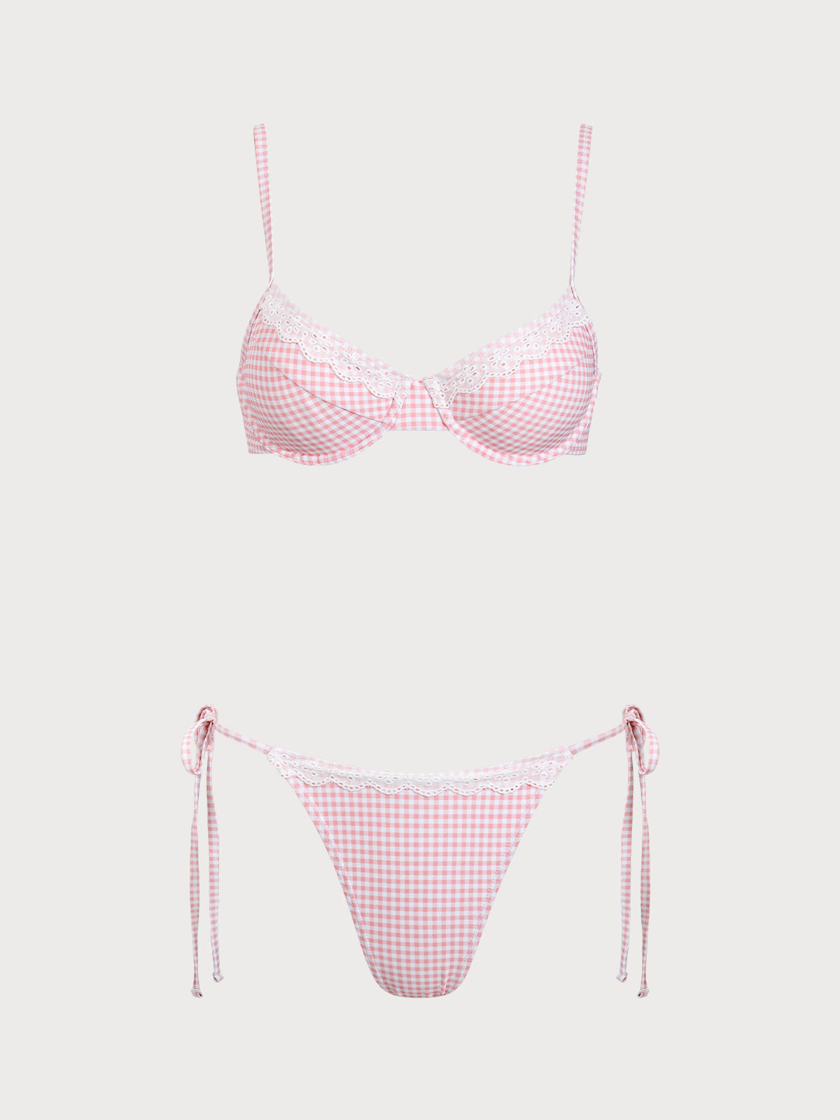 Pink Plaid Underwire Bikini Set Buy Cheap Clearance Store