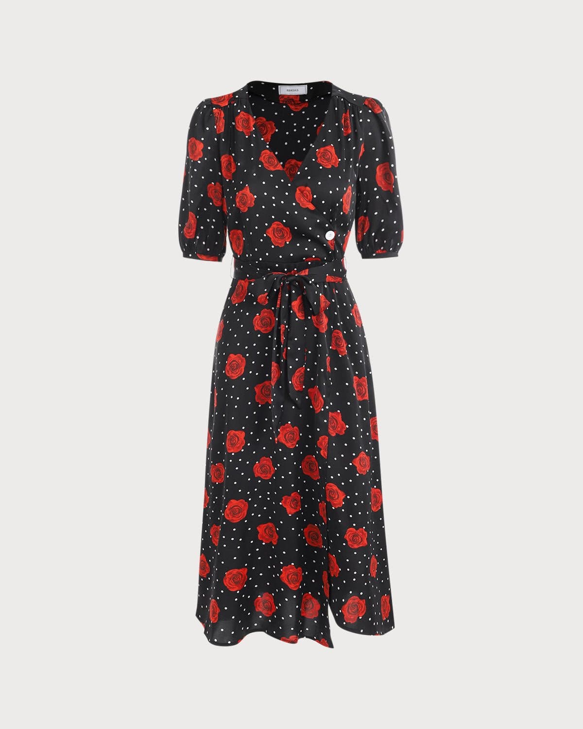 The V Neck Puff Sleeve Floral Wrap Midi Dress Discount Cost