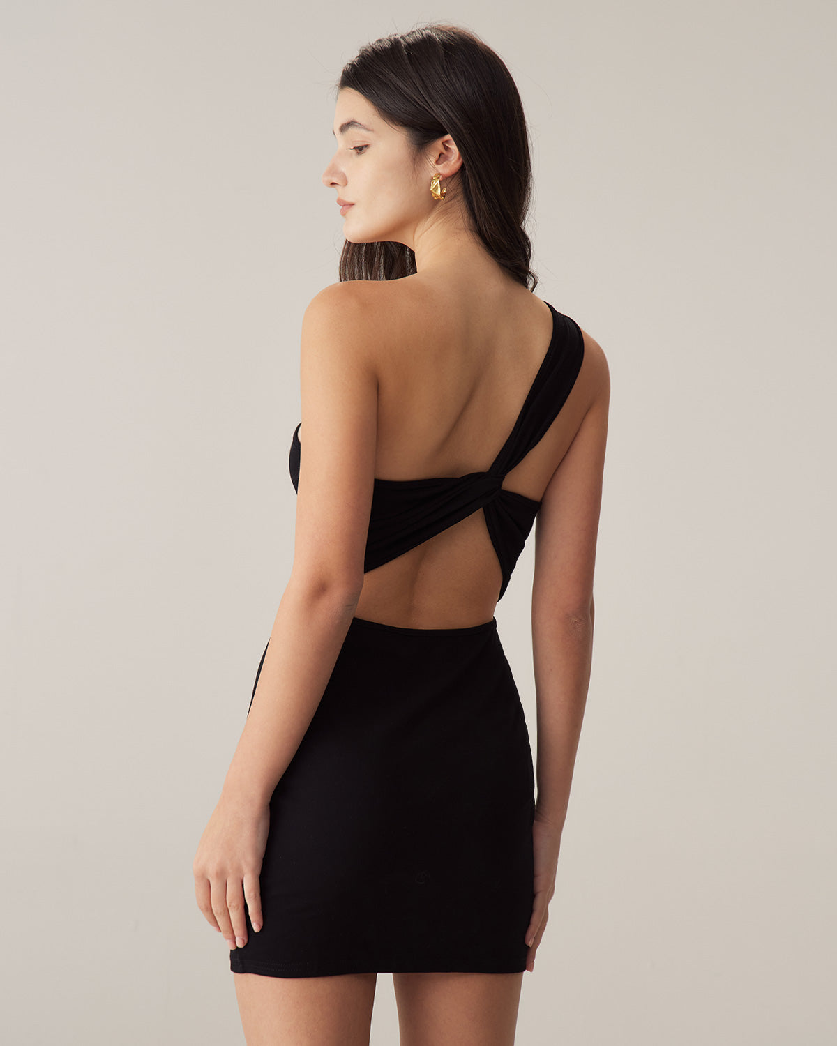 Black One Shoulder Bodycon Mini Dress Store Cheap Online