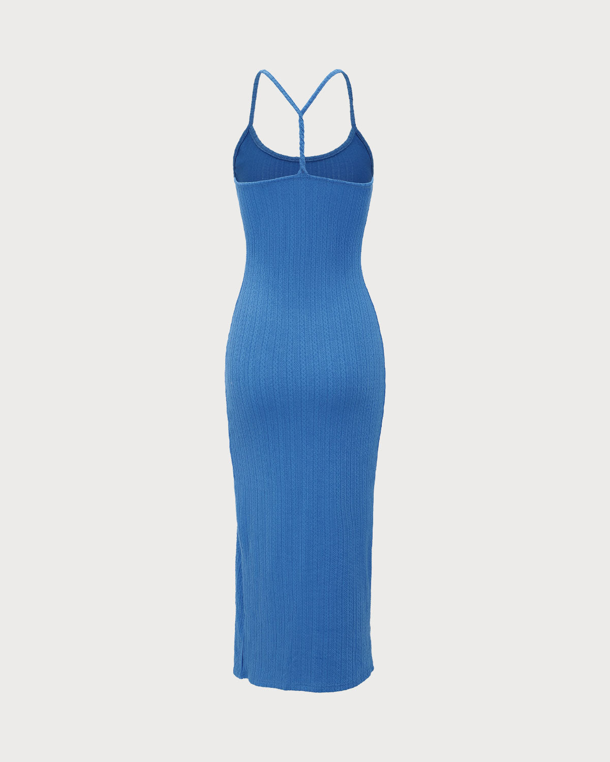Blue Knit Backless Slit Maxi Dress Visit Cheap Pice