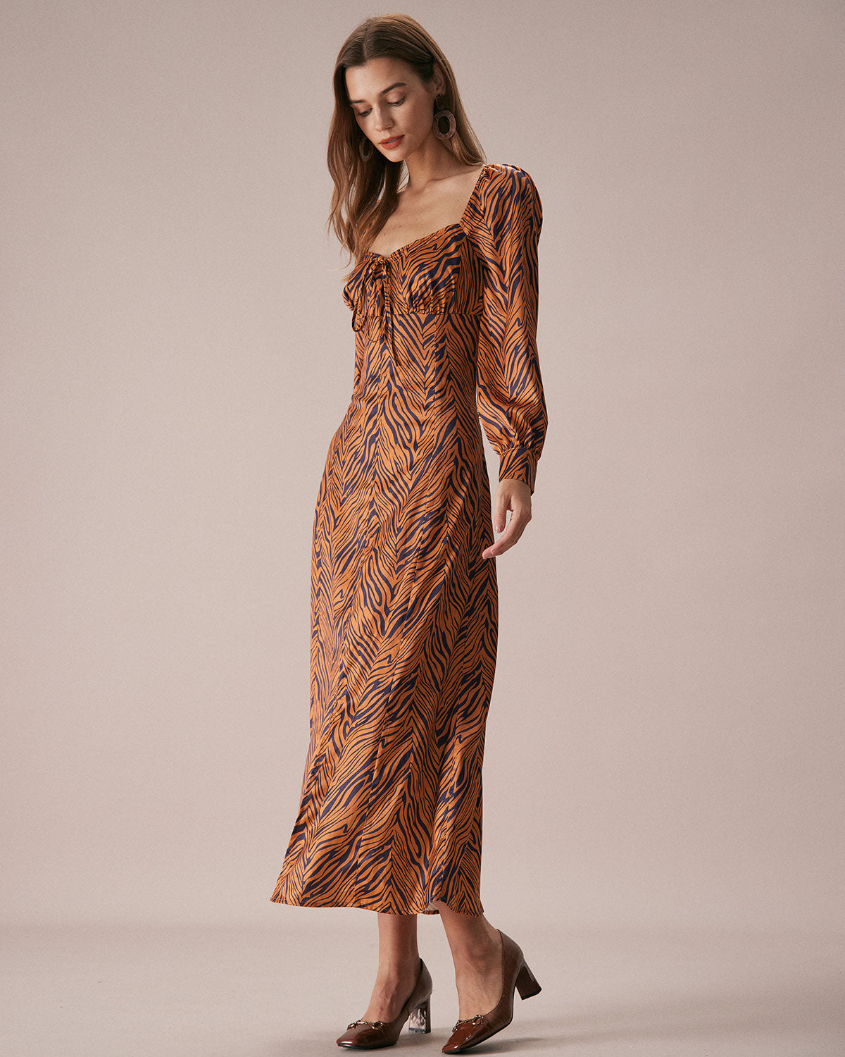 The Brown Sweetheart Neck Zebra Maxi Dress Cost Cheap Pice