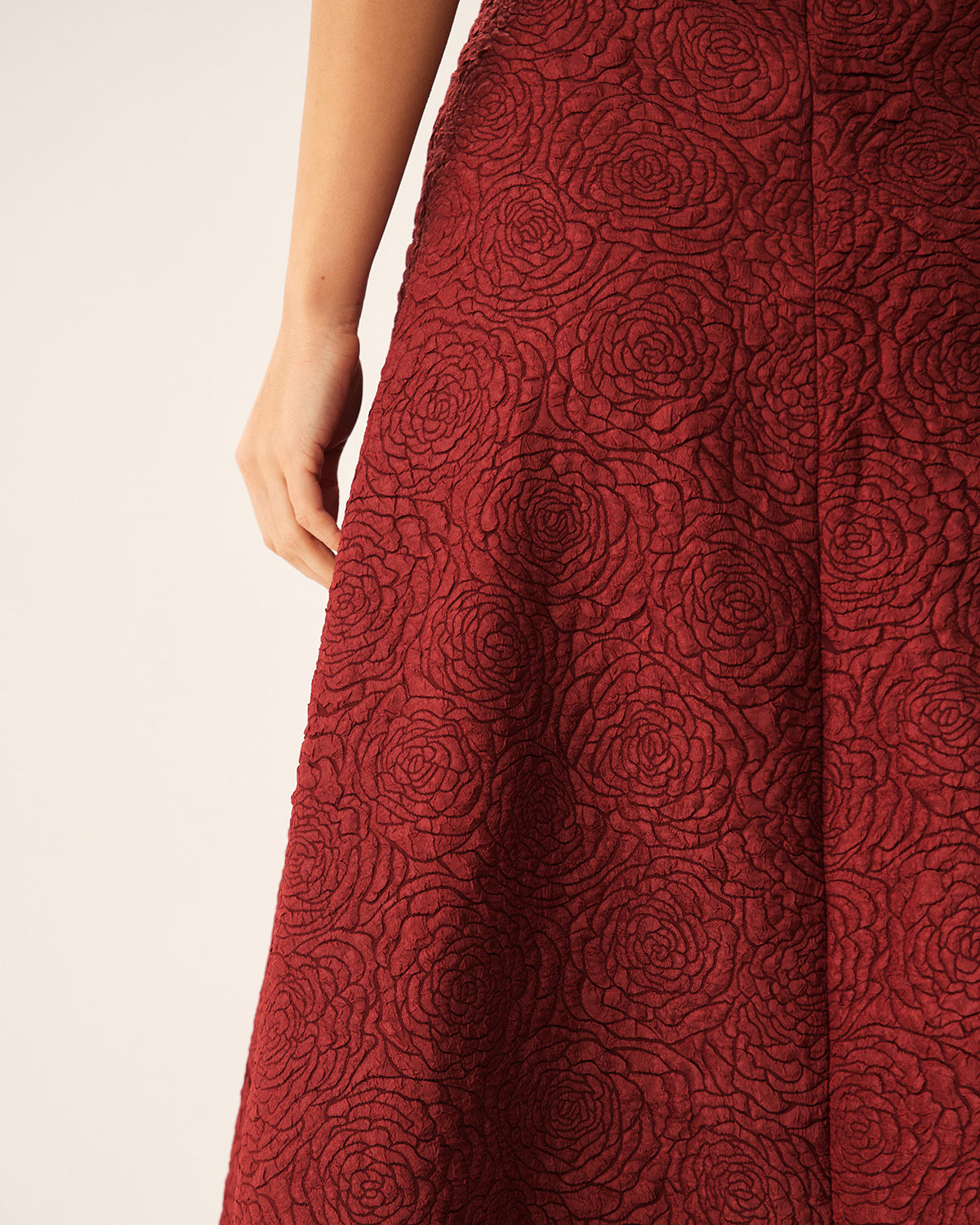 Red Jacquard A-line Midi Skirt Sale Official