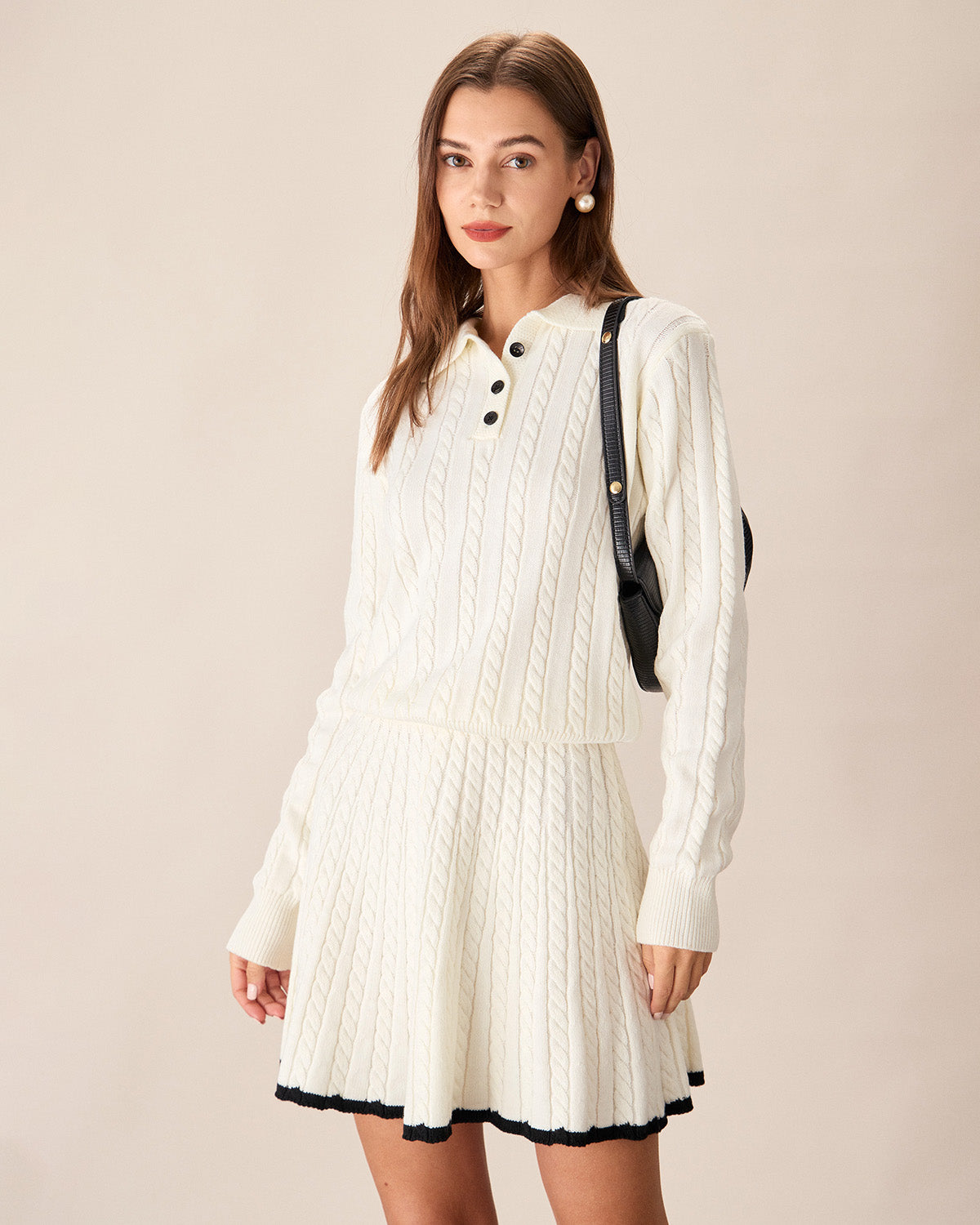 White Contrasting Button Sweater Free Shipping Outlet Store