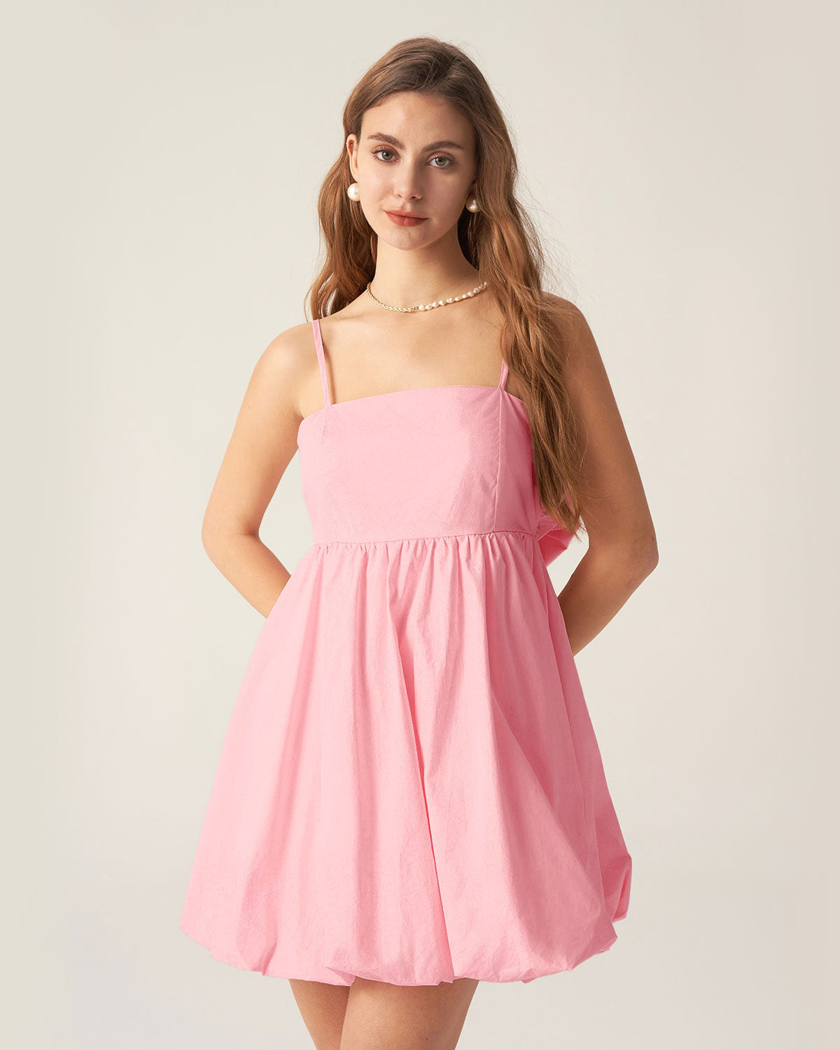 Pink Bowknot Ruched Slip Mini Dress Nicekicks Cheap Pice