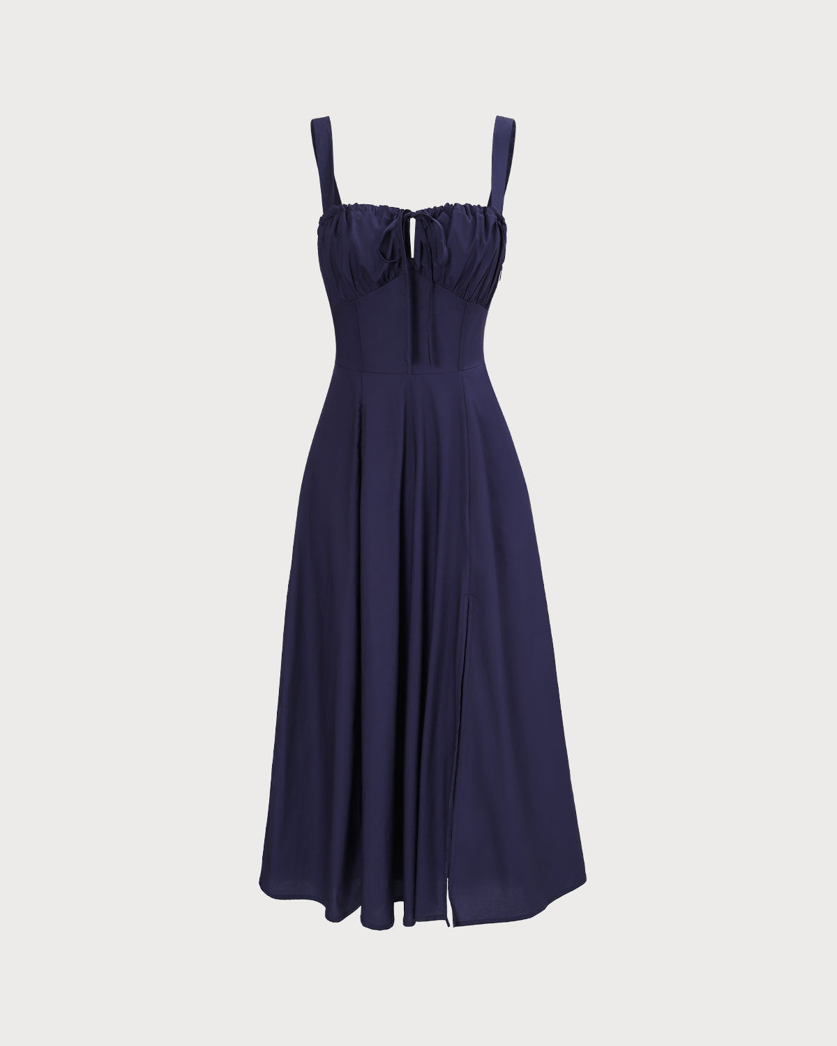 The Navy Square Neck Ruched Slip Midi Dress Free Shipping Finishline