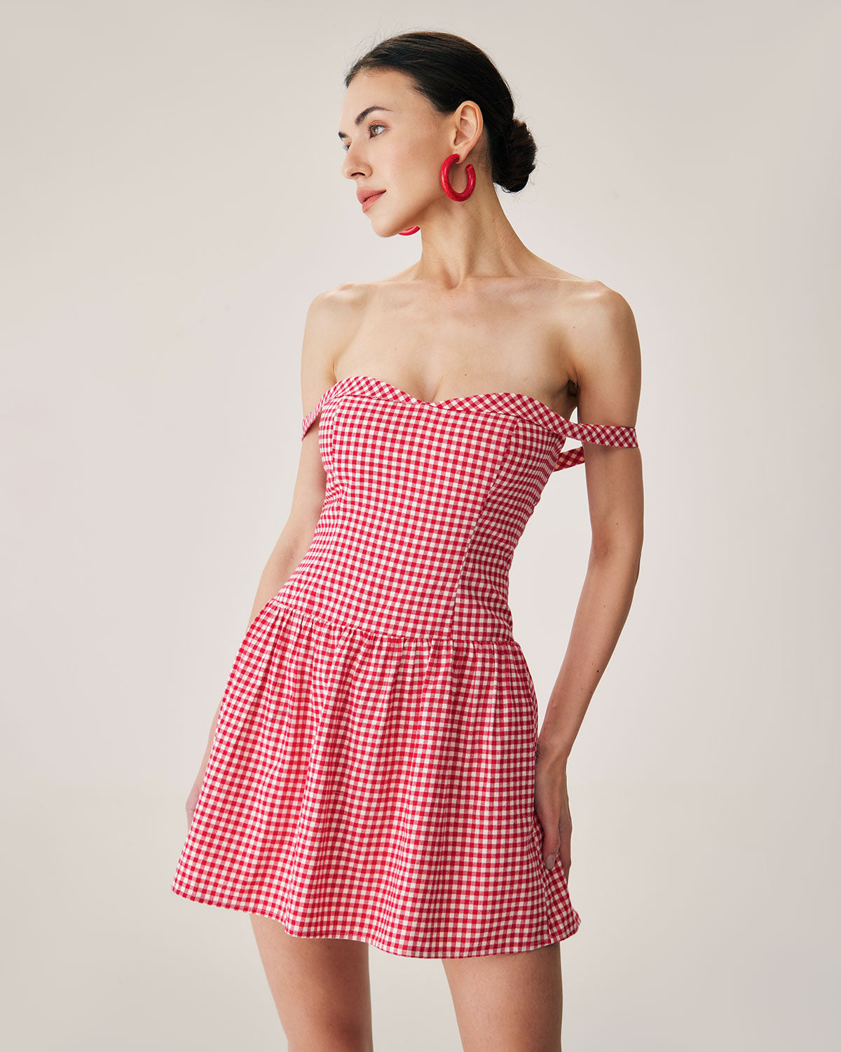 Red Plaid Sweetheart Neck Slip Mini Dress Free Shipping Pick A Best