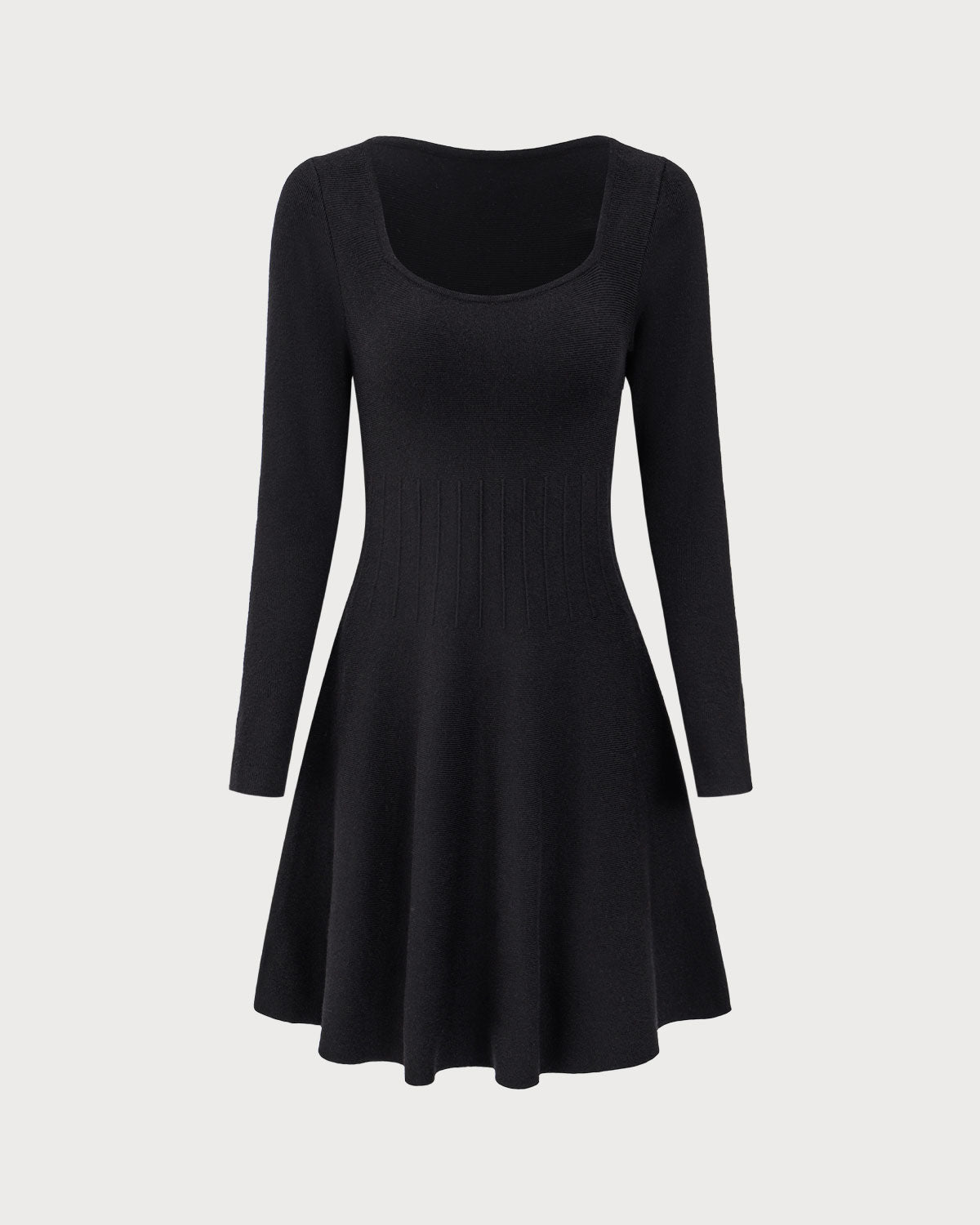 Black Square Neck Ribbed Sweater Dress Visit Cheap Pice