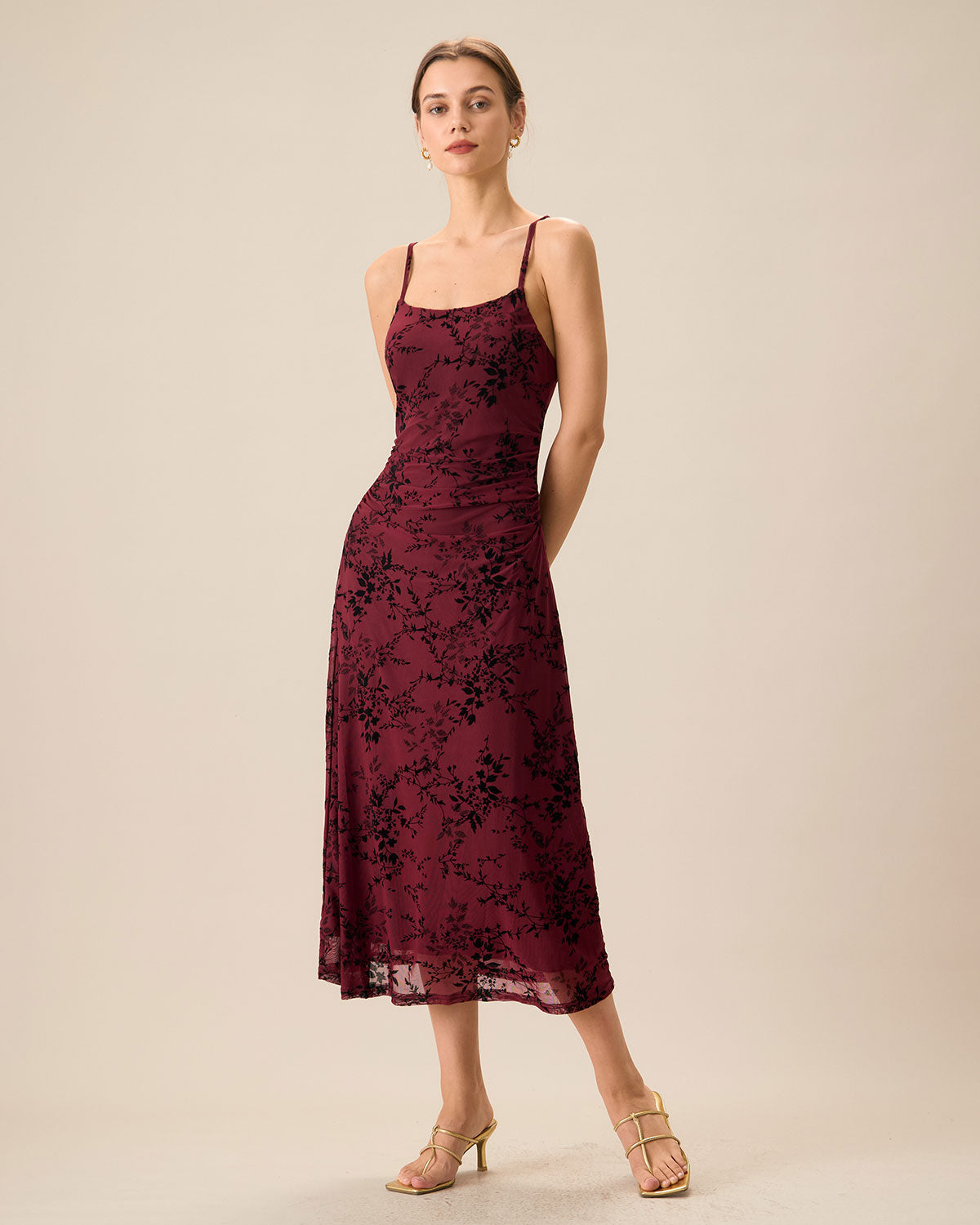 Red Floral Bodycon Slip Midi Dress Low Pice Fee Shipping Online