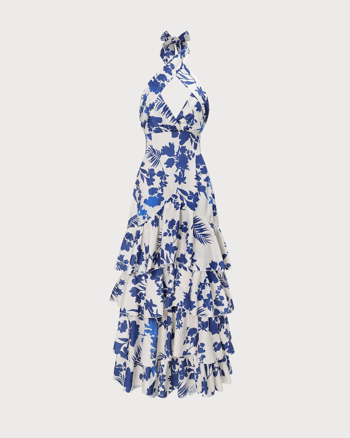 The Blue Halter Cut Out Ruffle Maxi Dress Cheap Sale Really