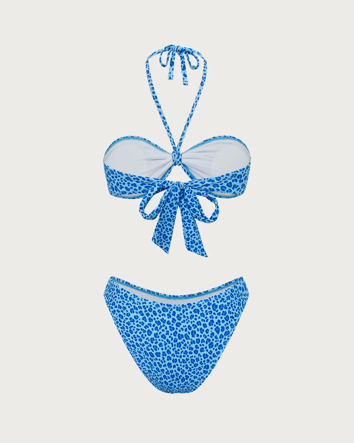 Blue Leopard Print Bandeau Bikini Set Store Sale Online