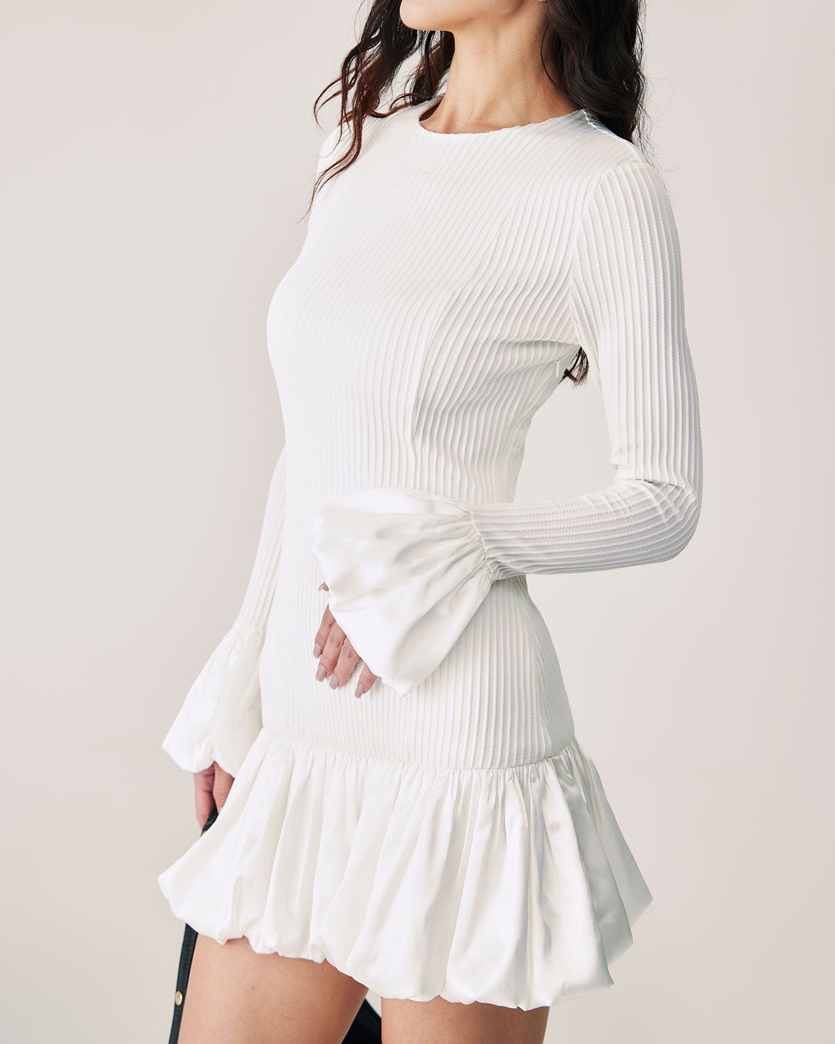 White Splicing Sweater Mini Dress Clearance Cheap Online