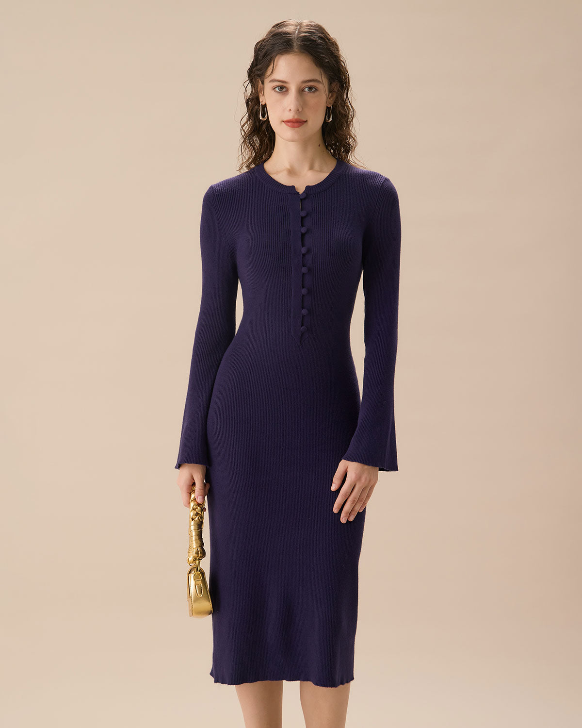 Navy Ribbed Knit Bodycon Sweater Dress Get Authentic Cheap Pice