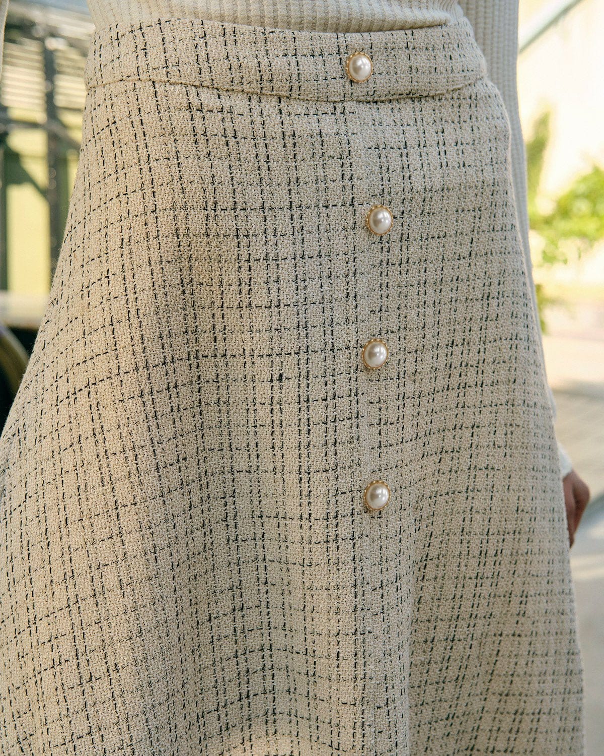 The Pearl Button High Waisted Tweed Skirt For Sale Cheap Pice From China