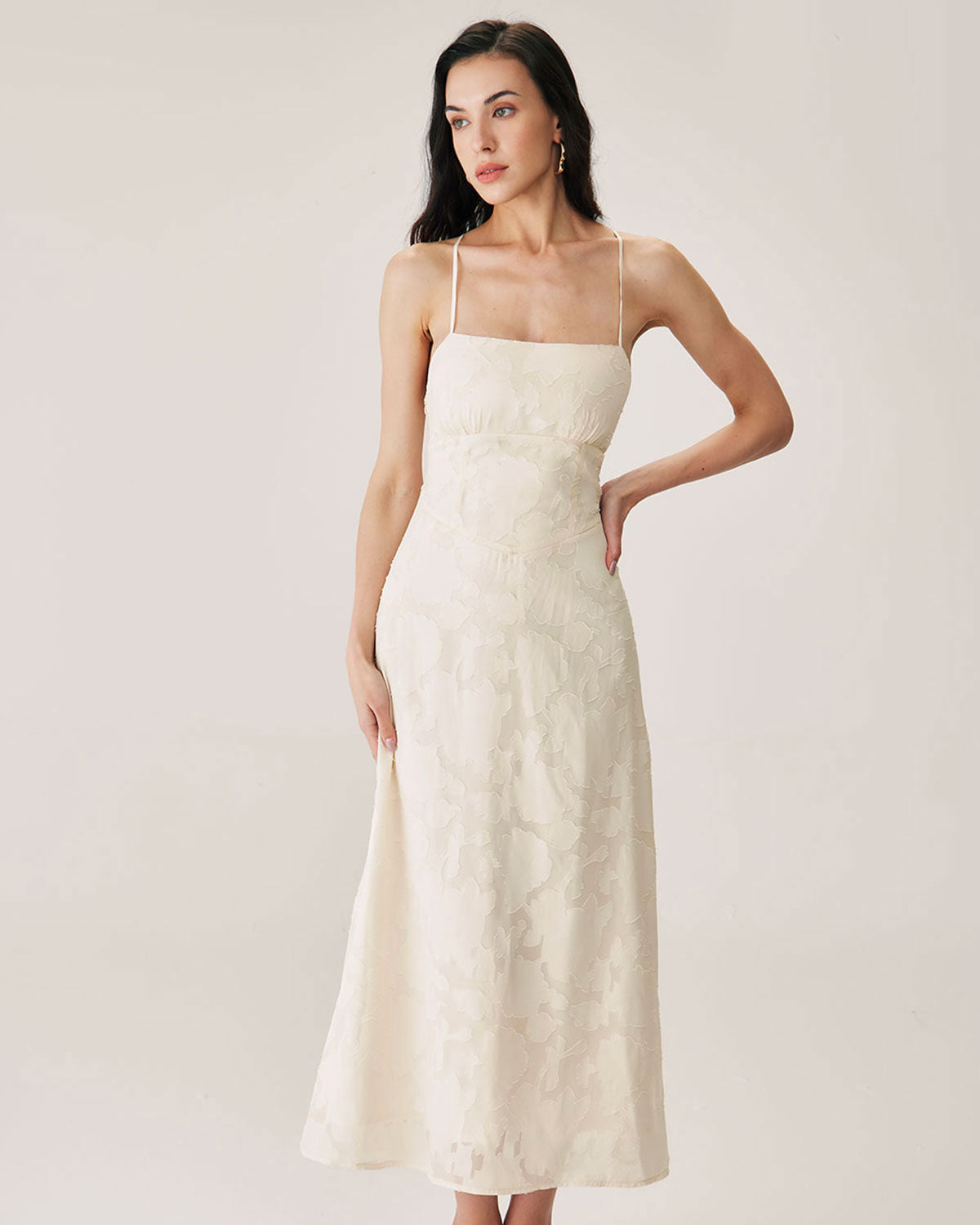 Apricot Jacquard Corset Slip Maxi Dress Free Shipping Genuine