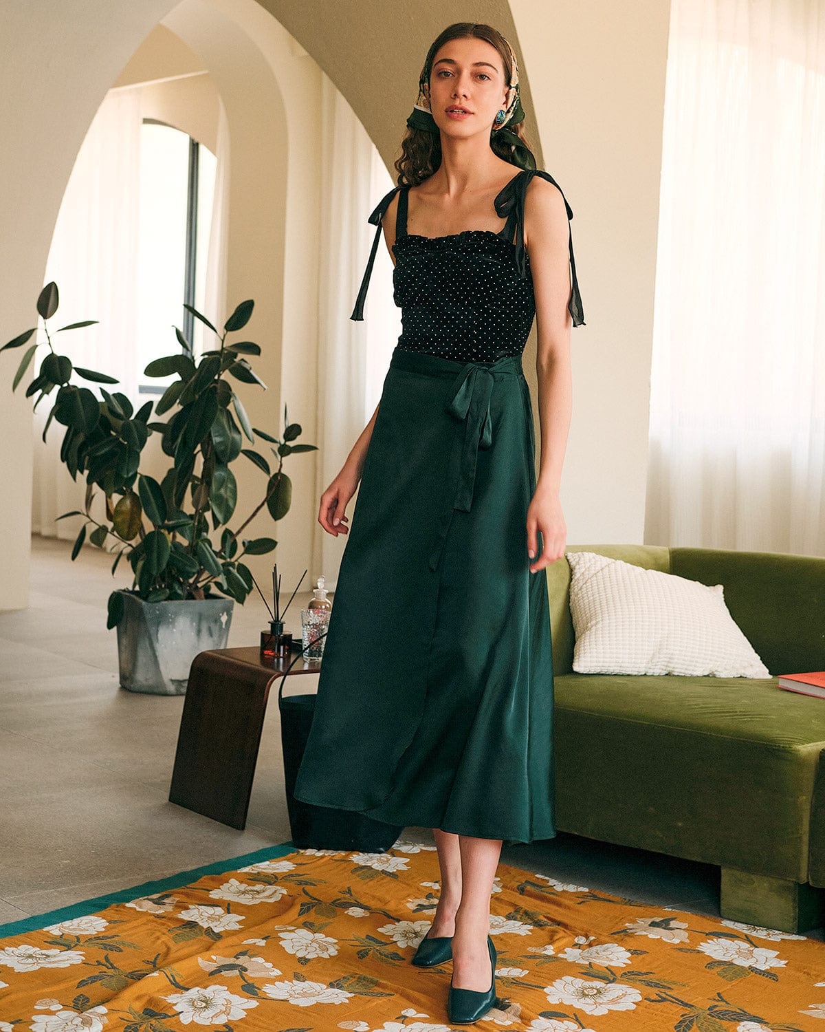 The Tie Waist High Waisted Satin Midi Skirt Outlet Finishline