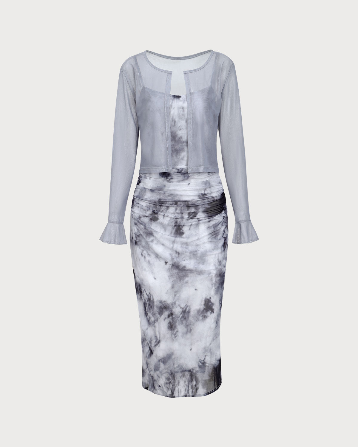 Grey Tie Dye Two Piece Midi Dress Pay With Visa Cheap Pice