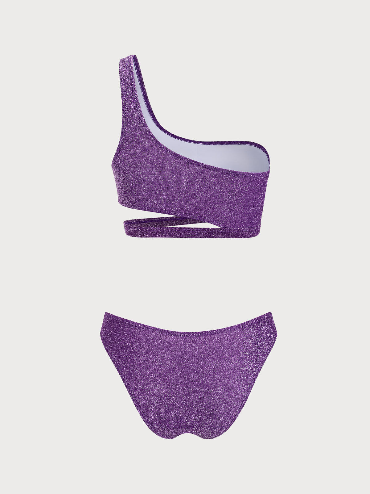 Purple Lurex One Shoulder Bikini Set Release Dates Sale Online