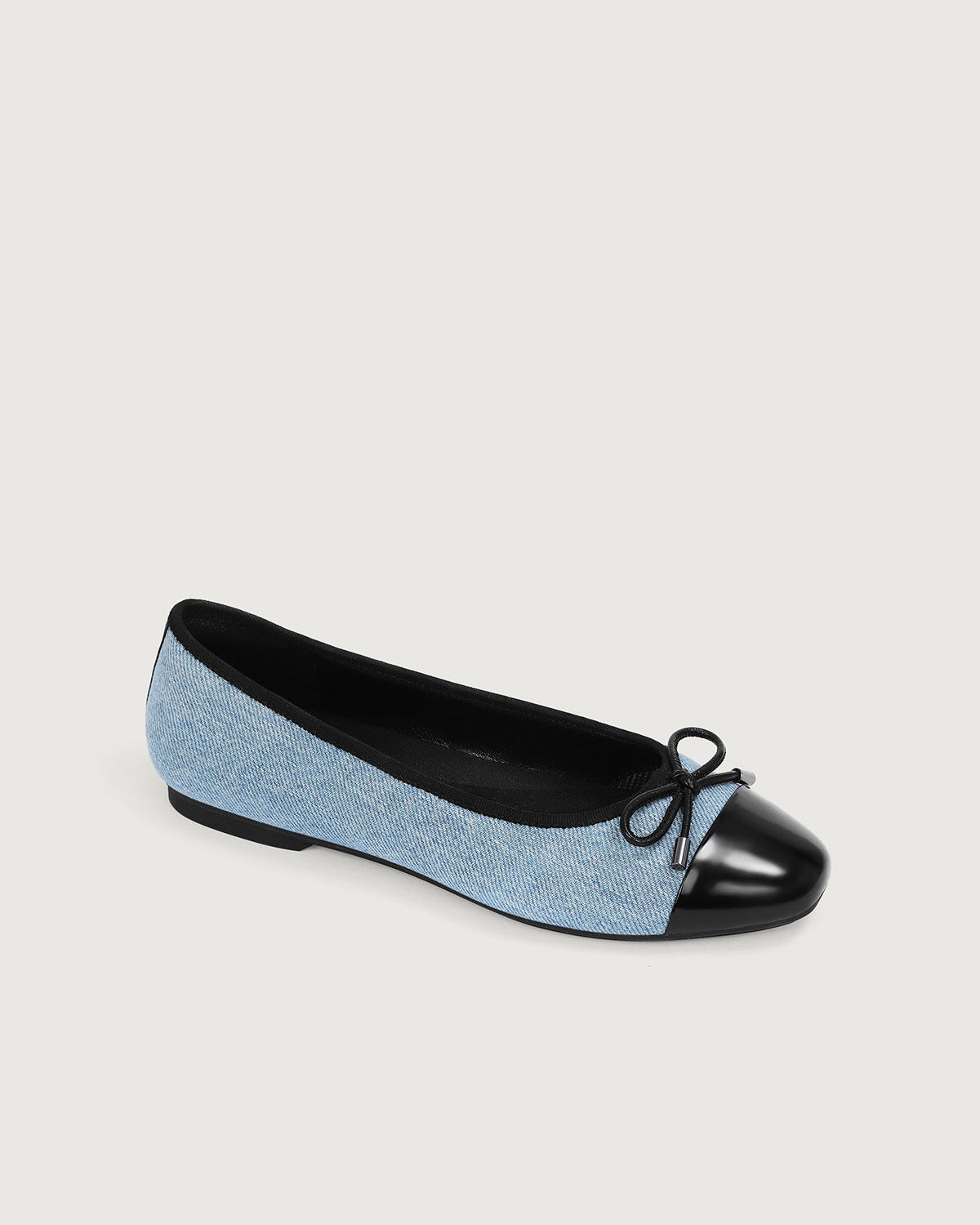 Enfiis Light Blue Washed Denim Cross-head Ballet Flats. Cheap Pice Outlet Sale