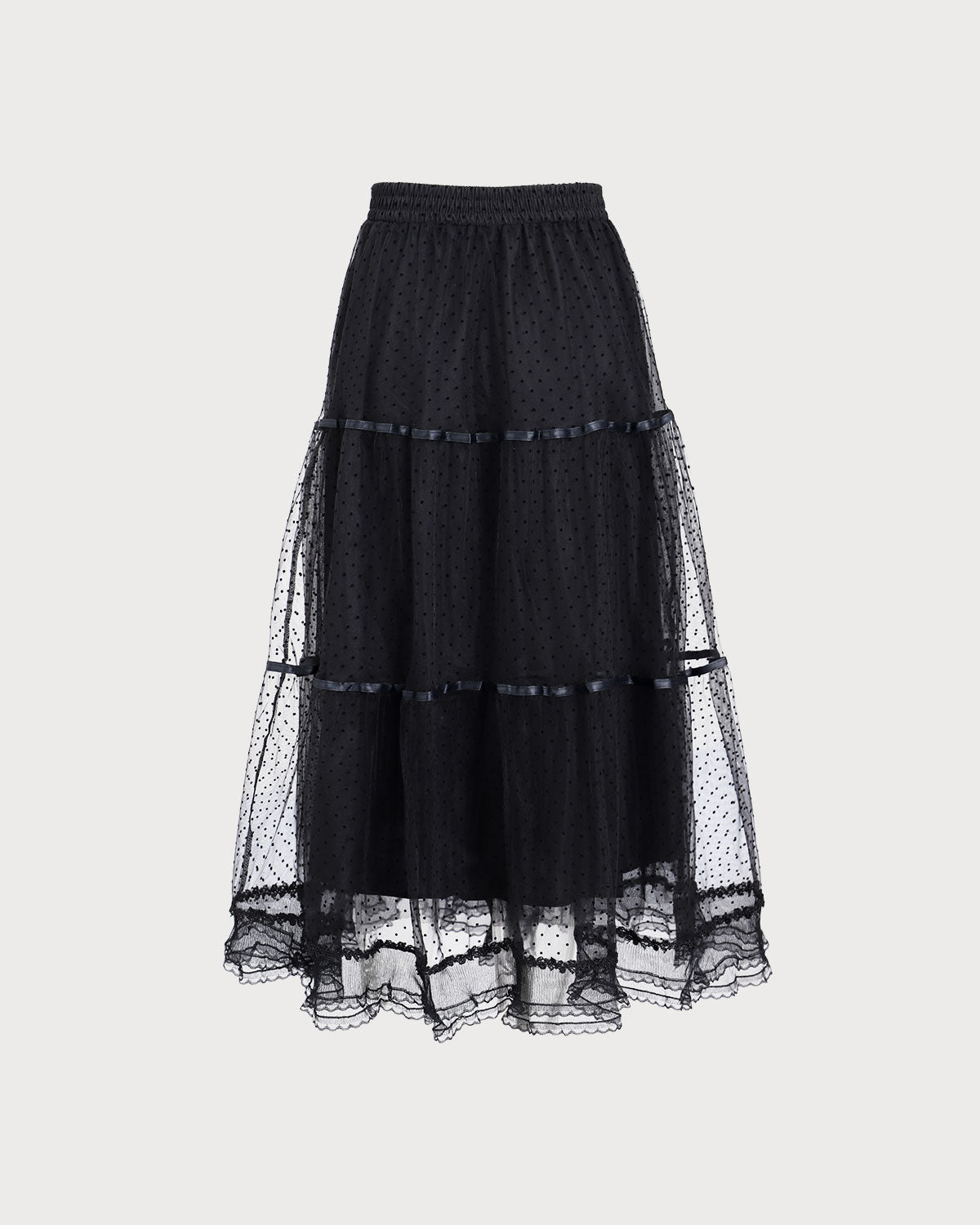 Black Mesh Tiered Midi Skirt Sale Huge Surprise